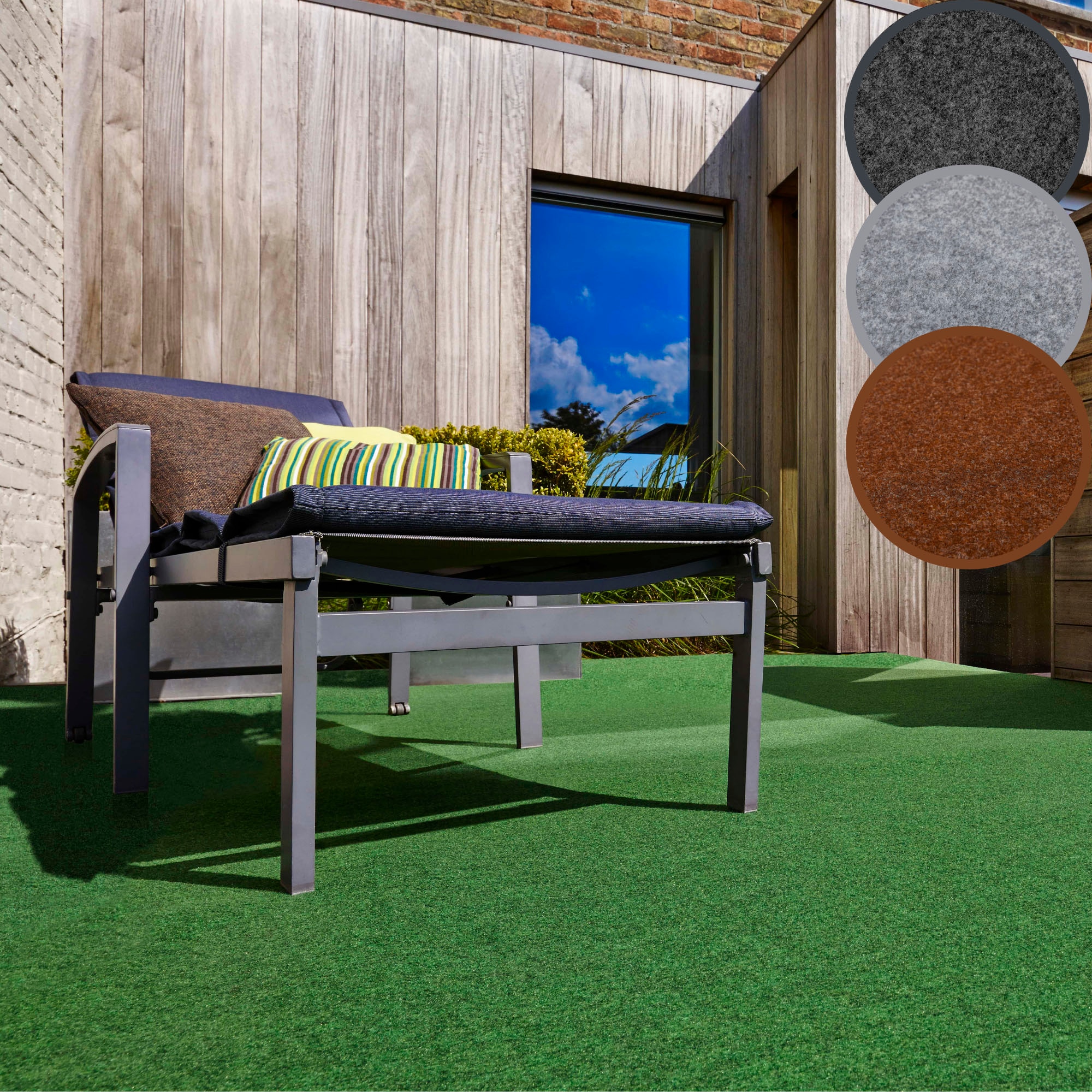 Kunstrasen ANDIAMO "Edinburgh, Gesamthöhe 4 mm, Made in Netherlands", grün, B:200cm L:350cm, Nadelfilz, Polyester, Teppiche, aus Nadelfilz, mit Drainagenoppen, für Balkon, Terasse, Wintergarten
