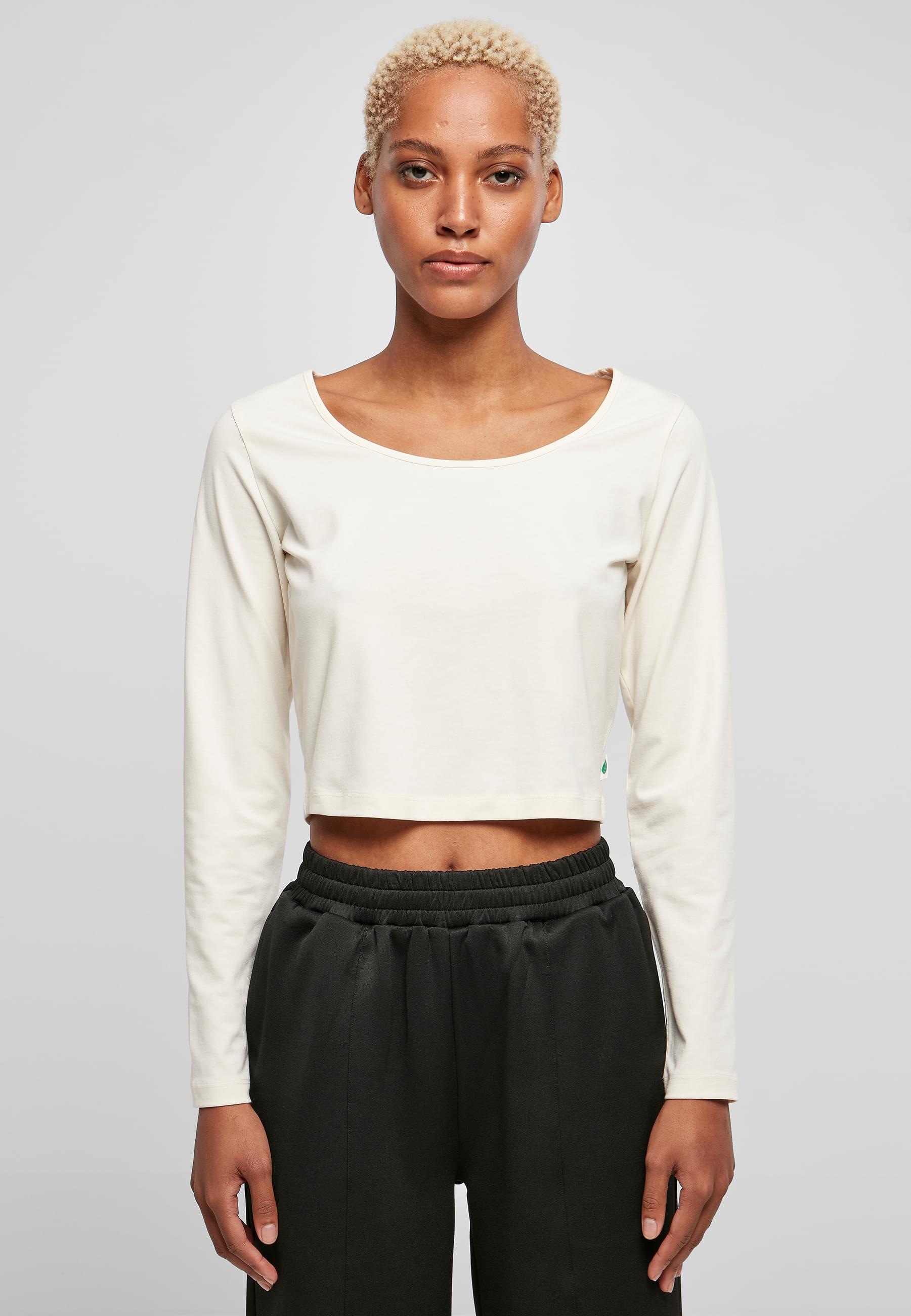 URBAN CLASSICS Longsleeve »Urban Classics Damen Ladies Organic Wide Neck Cropped Longsleeve«, (1 tlg.)