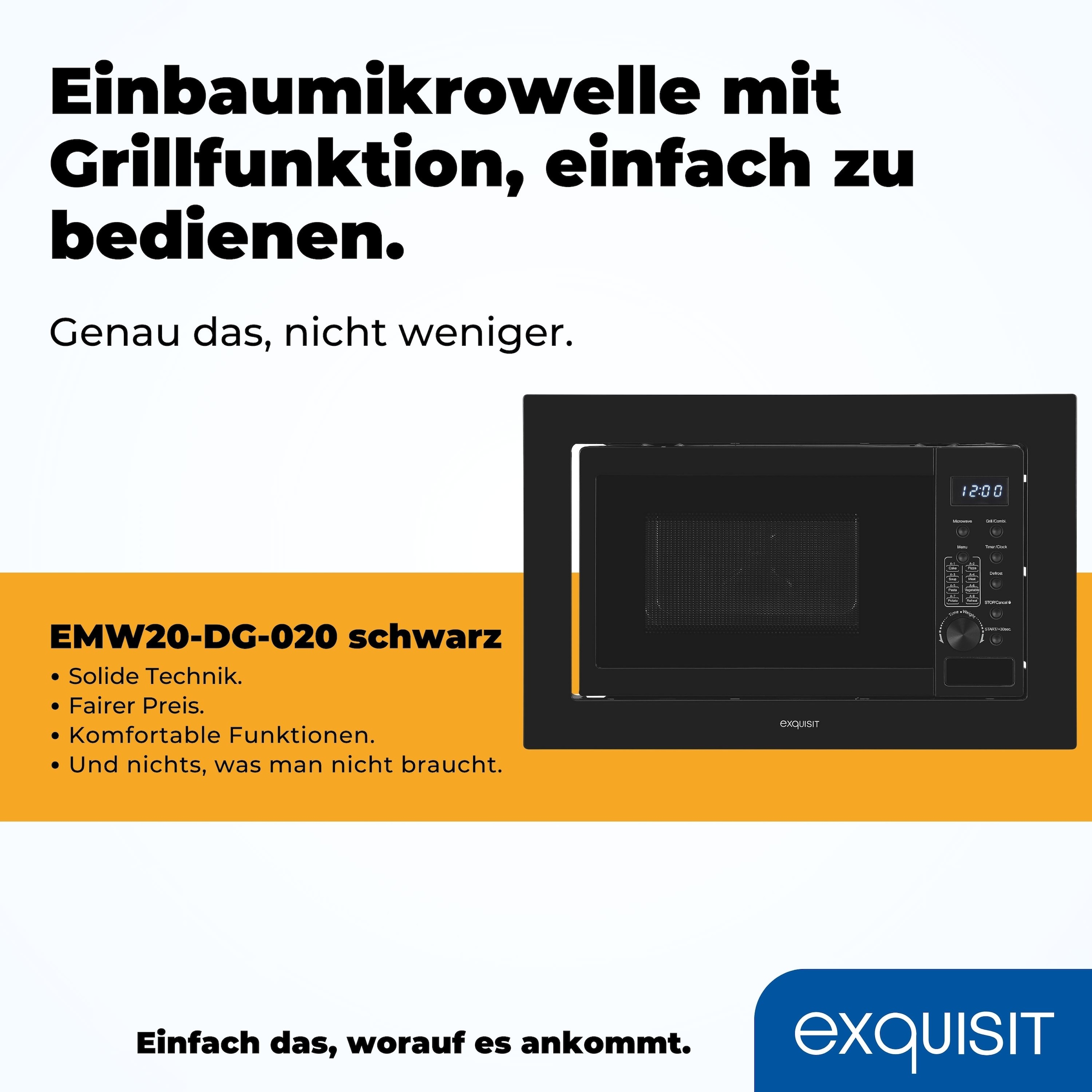 exquisit Einbau-Mikrowelle »EMW20-DG-020« Grill | Mikrowelle 1300 W