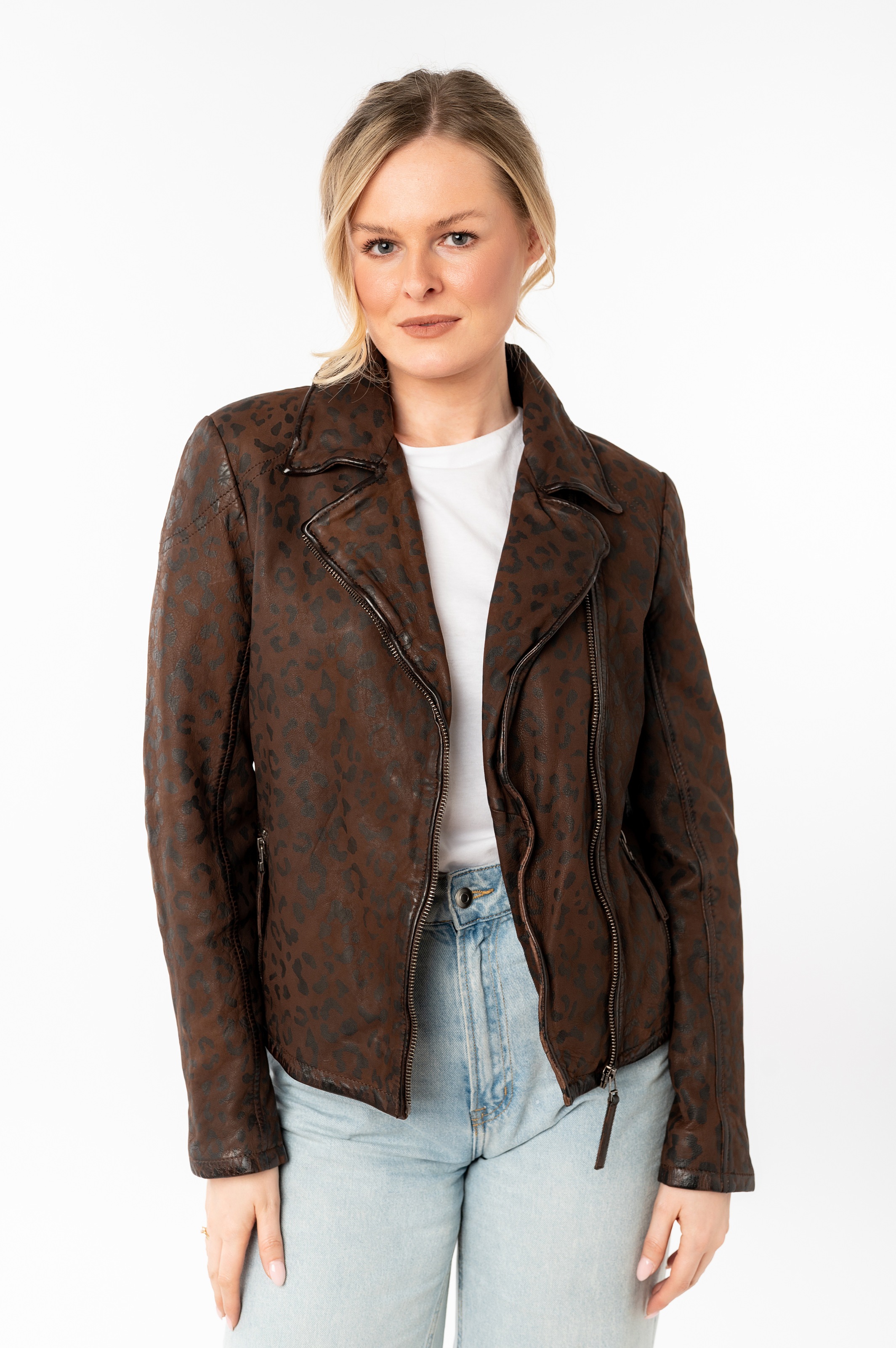 Mauritius Lederjacke »MWMeeow«, mit Reverskragen, All-Over Muster