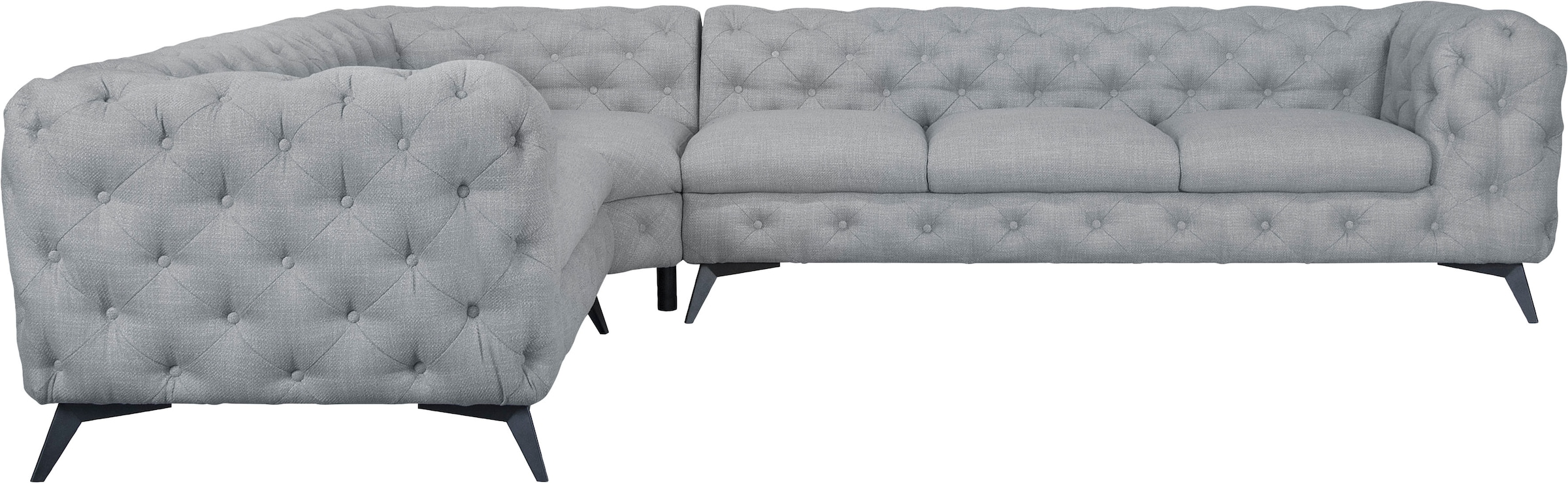 Home affaire Chesterfield-Sofa »Ecksofa GLYNIS L-Form mit Wellenunterfederung, Maße B/T/H 323/264/75cm« aufwändige Knopfheftung, moderne Chesterfield Optik, Fußfarbe wählbar