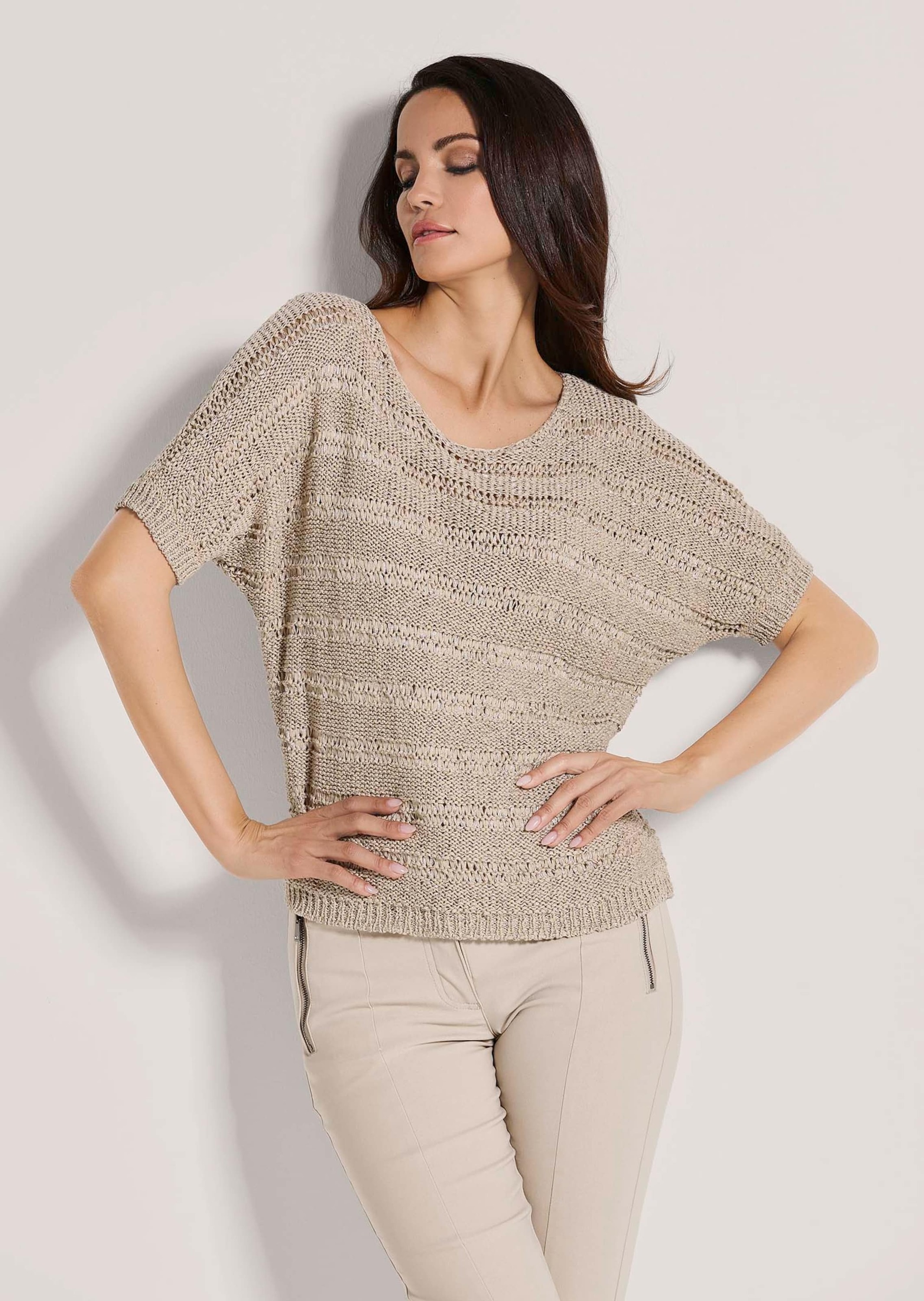 MADELEINE Longpullover »Pullover Bändchen-Pullover mit Glanz-Effekt«