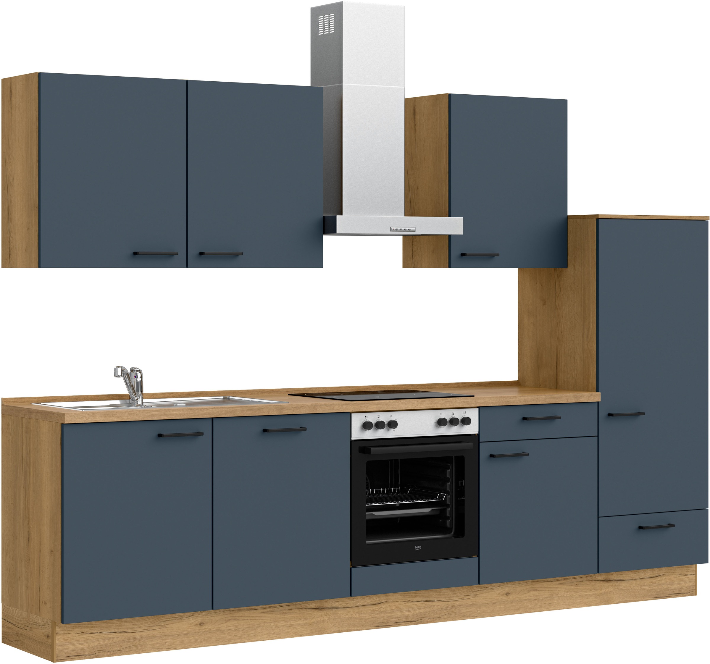 nobilia® Küchenzeile »"Easytouch I"«, vormontiert, Ausrichtung wählbar, Breite 300 cm, wahlw. mit E-Geräten