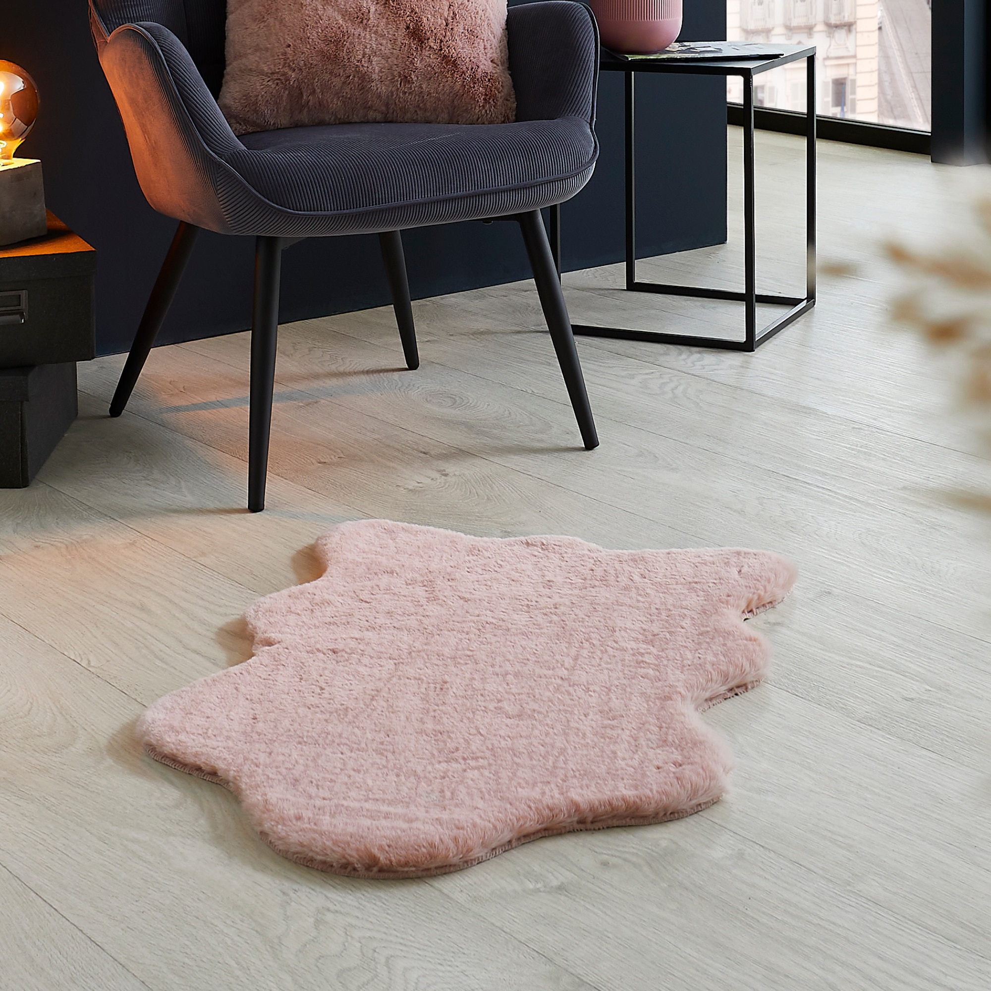 Fellteppich OTTO HOME "Lugano", rosa, B:55cm H:30mm L:80cm, Polyester, Teppiche, Fellteppich, Kunstfell, Uni Farben, weich & kuschelig, auch als 2er Set erhältlich