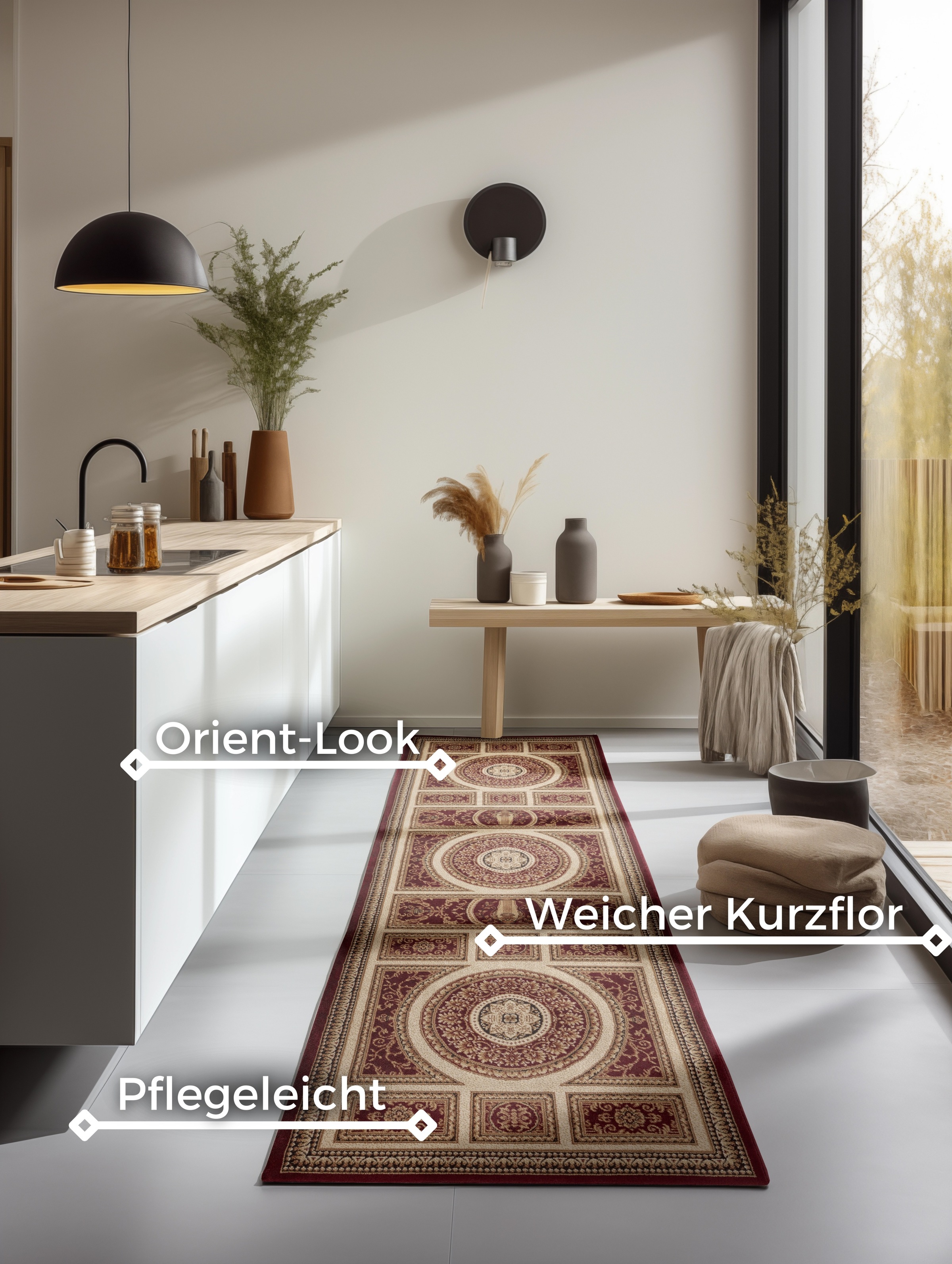 NORTHRUGS Teppich »Guzara«, rechteckig, 8 mm Höhe, Orient Optik, Läufer, strapazierfähig, pflegeleicht, robust