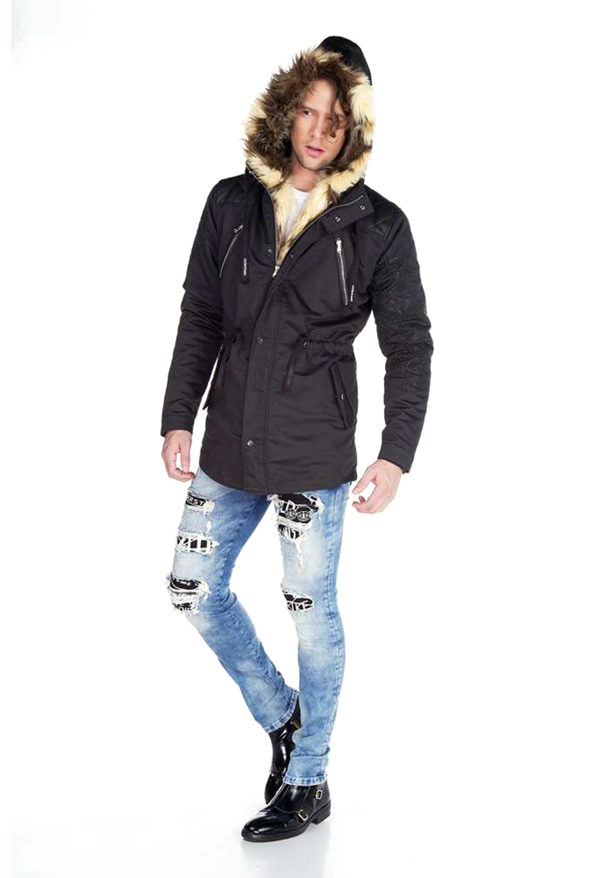 Cipo & Baxx Winterjacke, mit Kapuze und Stickereien