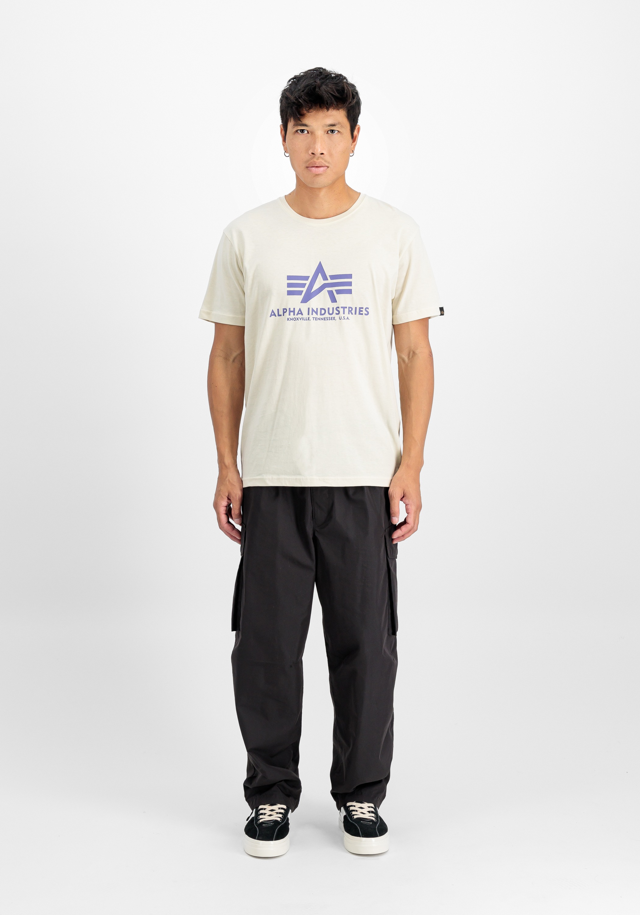 Alpha Industries Basic Vintage T-Shirt mit kurzen Ärmeln Weiß/Nachtlila 2XL 5