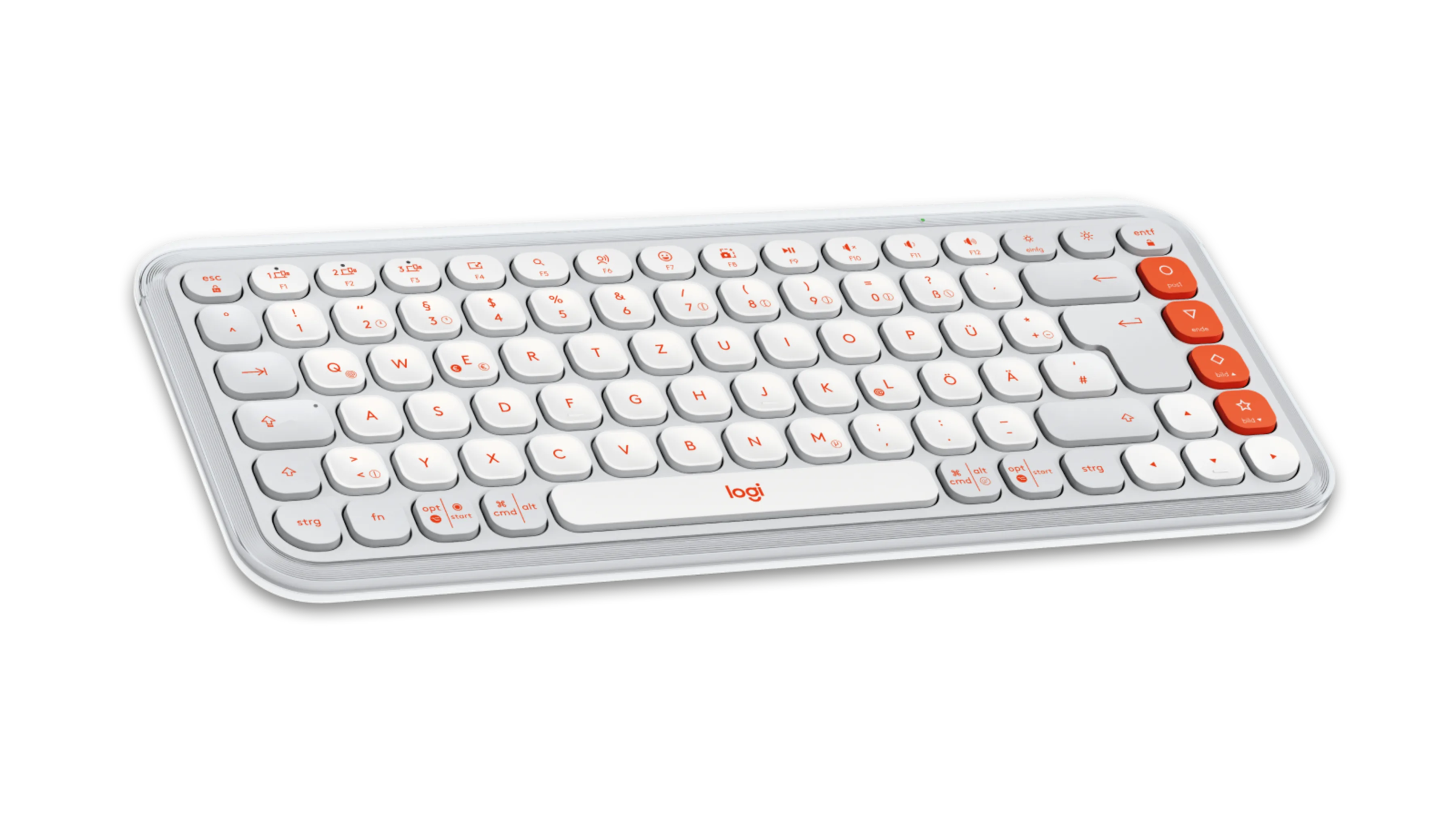 Logitech Gaming-Tastatur »POP ICON KEYS - OFF WHITE - DEU - CENTRAL-419«, Hergestellt aus recyceltem Kunststoff