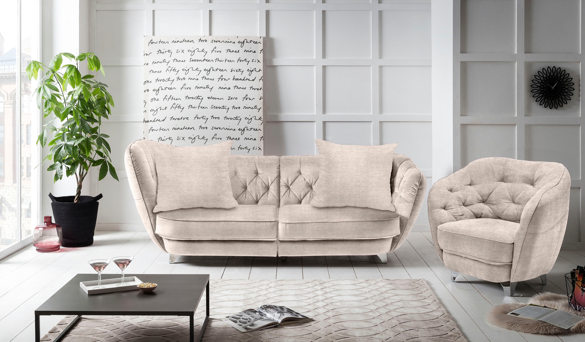 Leonique Big-Sofa »Retro«, stylischer Hochlehner