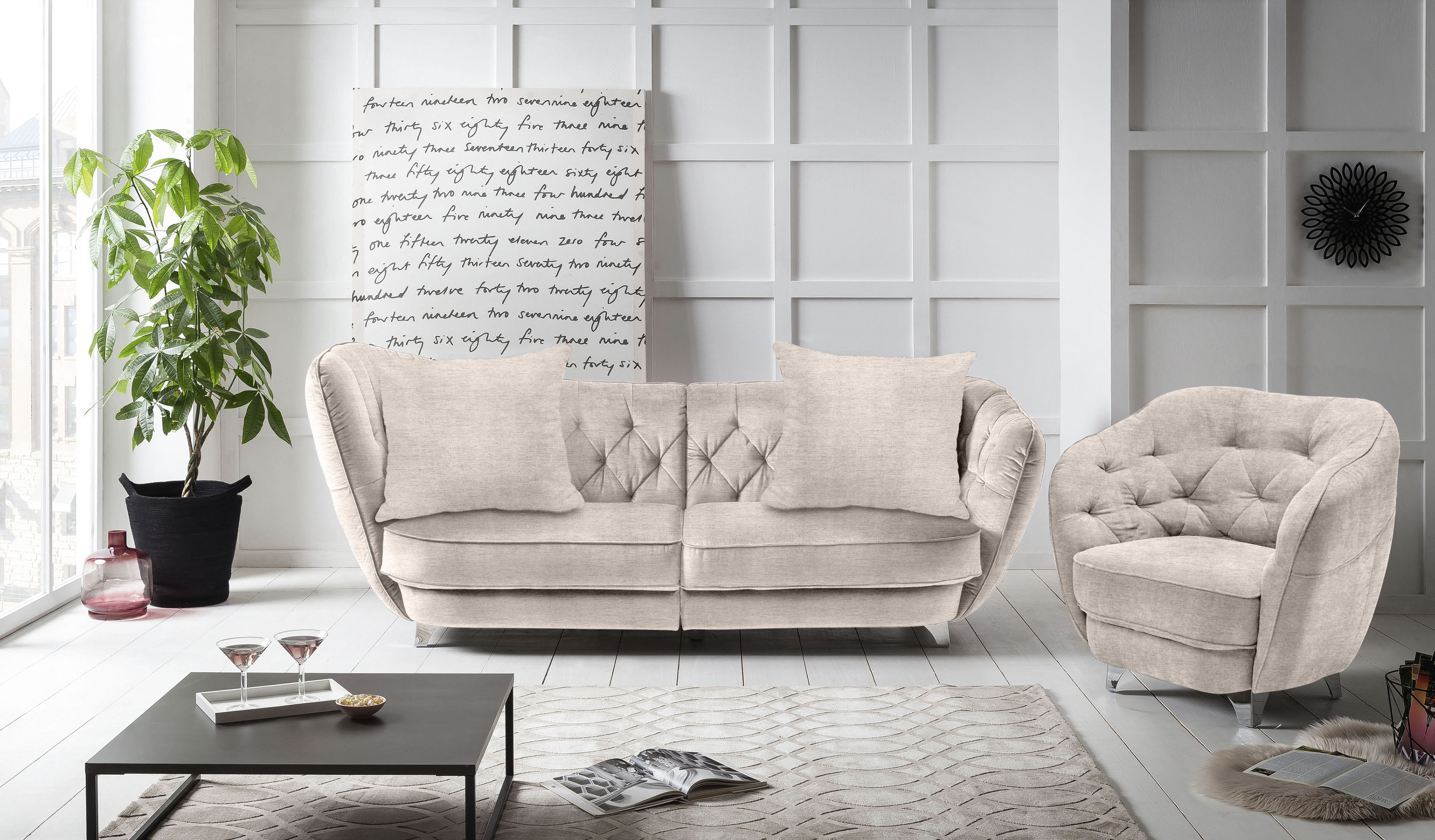 Thumbnail - Leonique Big-Sofa "Retro", stylischer Hochlehner