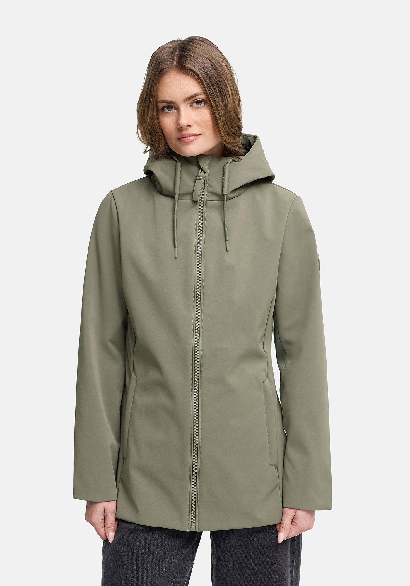 Outdoorjacke MARIKOO "Minaa", Damen, Gr. L, dusty olive, Obermaterial: 100% Polyester; Futter: 100% Polyester; Wattierung: 100% Polyester; Ärmelfutter: 100% Polyester, Jacken Outdoorjacke, Sportliche Outdoorjacke mit Kapuze und hochschließenden Kragen