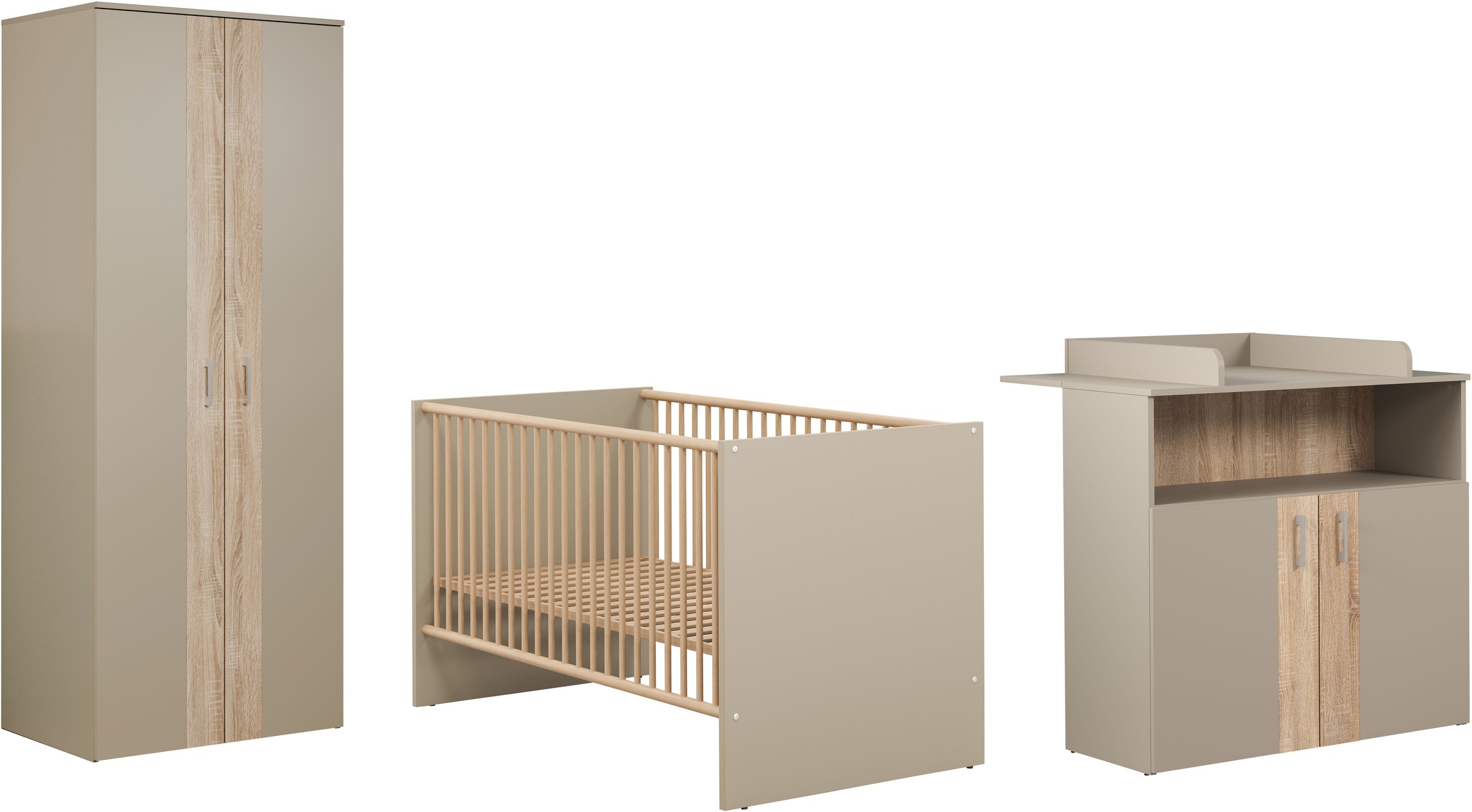trendteam Babymöbel-Set "Beja" Set, 3 Stk. tlg. Gitterbett, Wickelkommode u günstig online kaufen