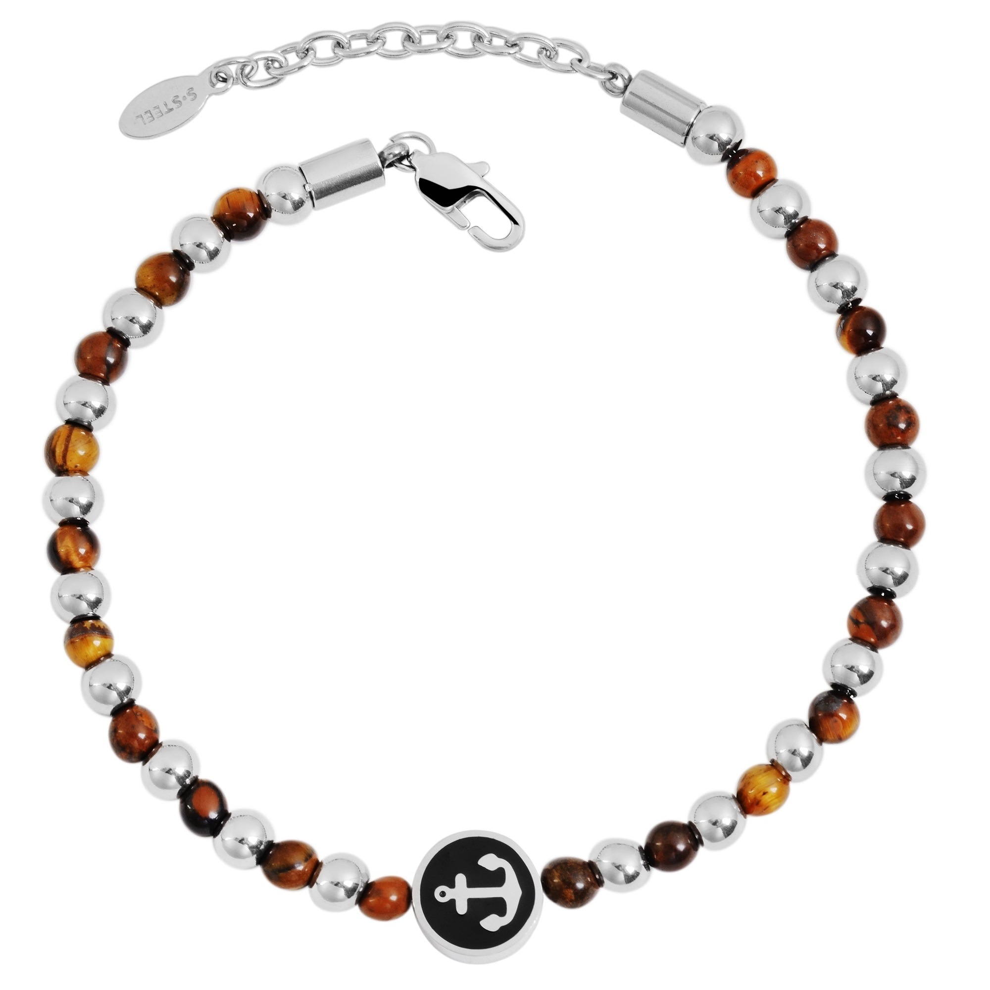 ADELIA ́S Damen Edelstahlarmband "Damen Armband Anker aus Edelstahl 20+5 cm", 20+5, Edelstahl, braun, Edelstahl, Armbänder