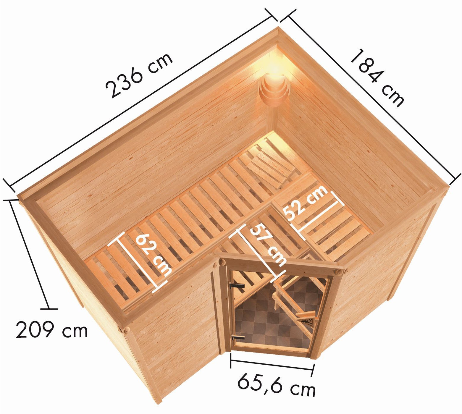 Karibu Sauna »Sanna 2«, 9-kW-Ofen mit integrierter Steuerung