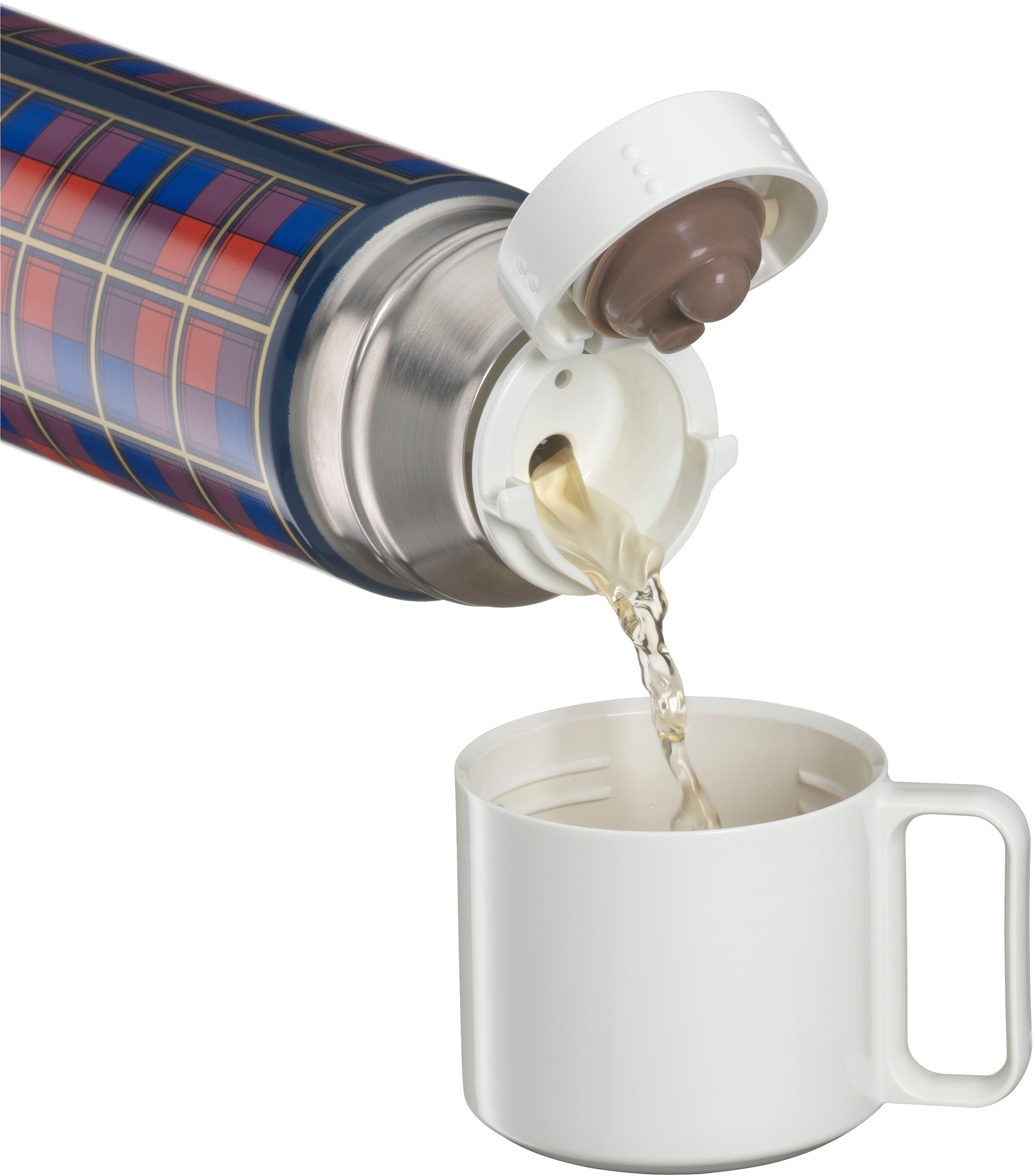 THERMOS Isolierflasche »REVIVAL BEVERAGE BOTTLE, Edelstahlkörper, spülmaschinenfest«, (1 tlg.), 0,5l, 18h heiß & 24h kalt, mit Push Button Lid & Trinkbecher mit Griff