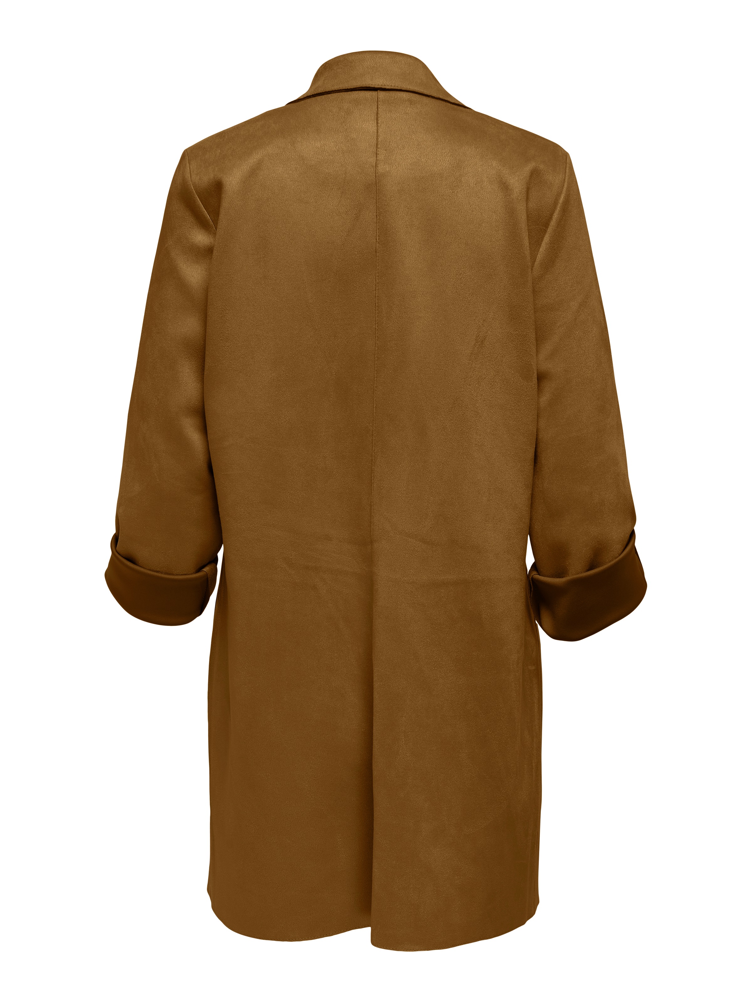 Langjacke ONLY "ONLJOLINE FAUX SUEDE COAT LIFE CC OTW", Damen, Gr. L, braun (cognac), Web, Obermaterial: 92% Polyester, 8% Elasthan, unifarben, regular fit Po-bedeckend, tiefer V-Ausschnitt, mit Riegel, Jacken Langjacke, mit Reverskragen, weiches Wildlede 2