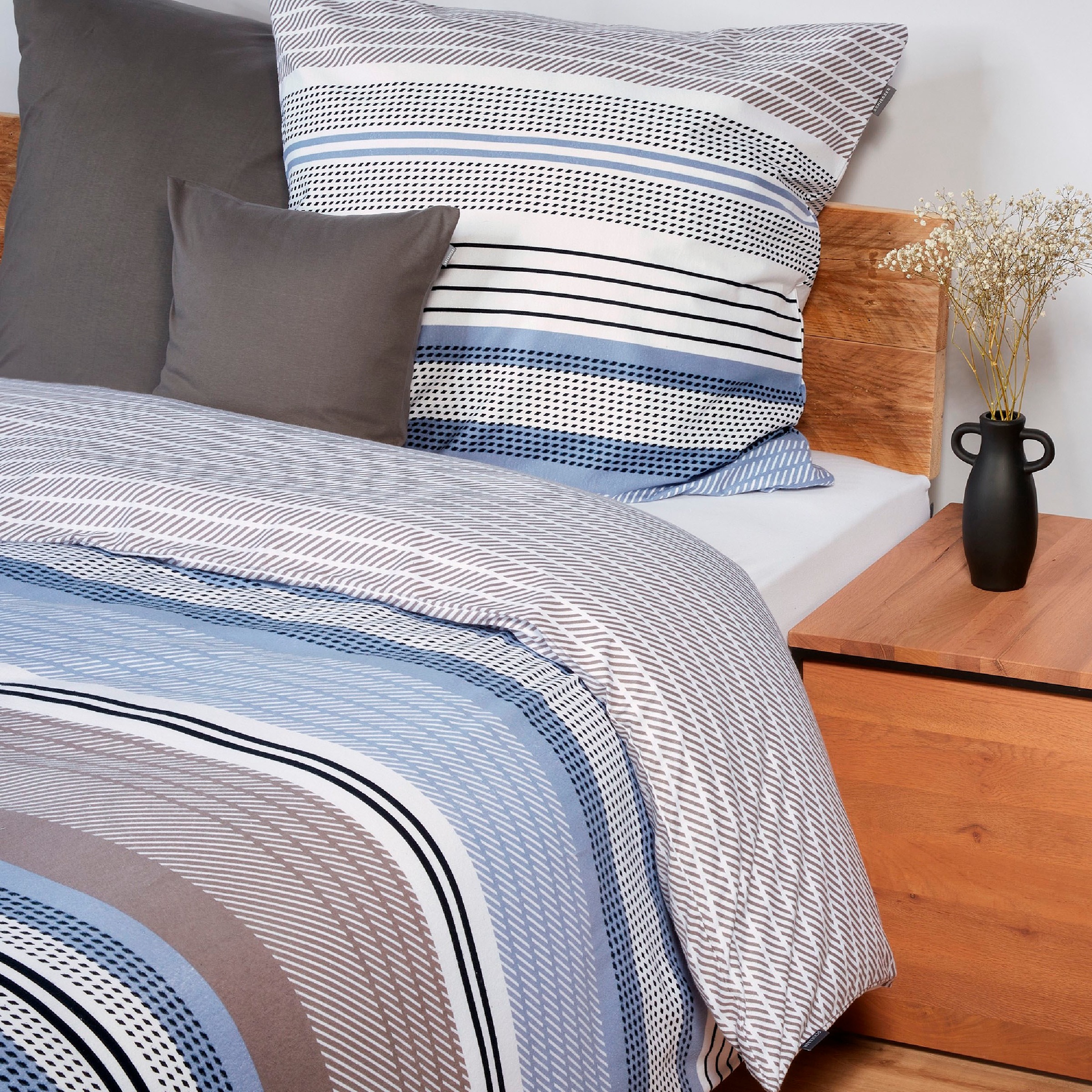 Schiesser Bettwäsche "Pino aus weicher Baumwolle in gestreifter Optik" 2 St günstig online kaufen