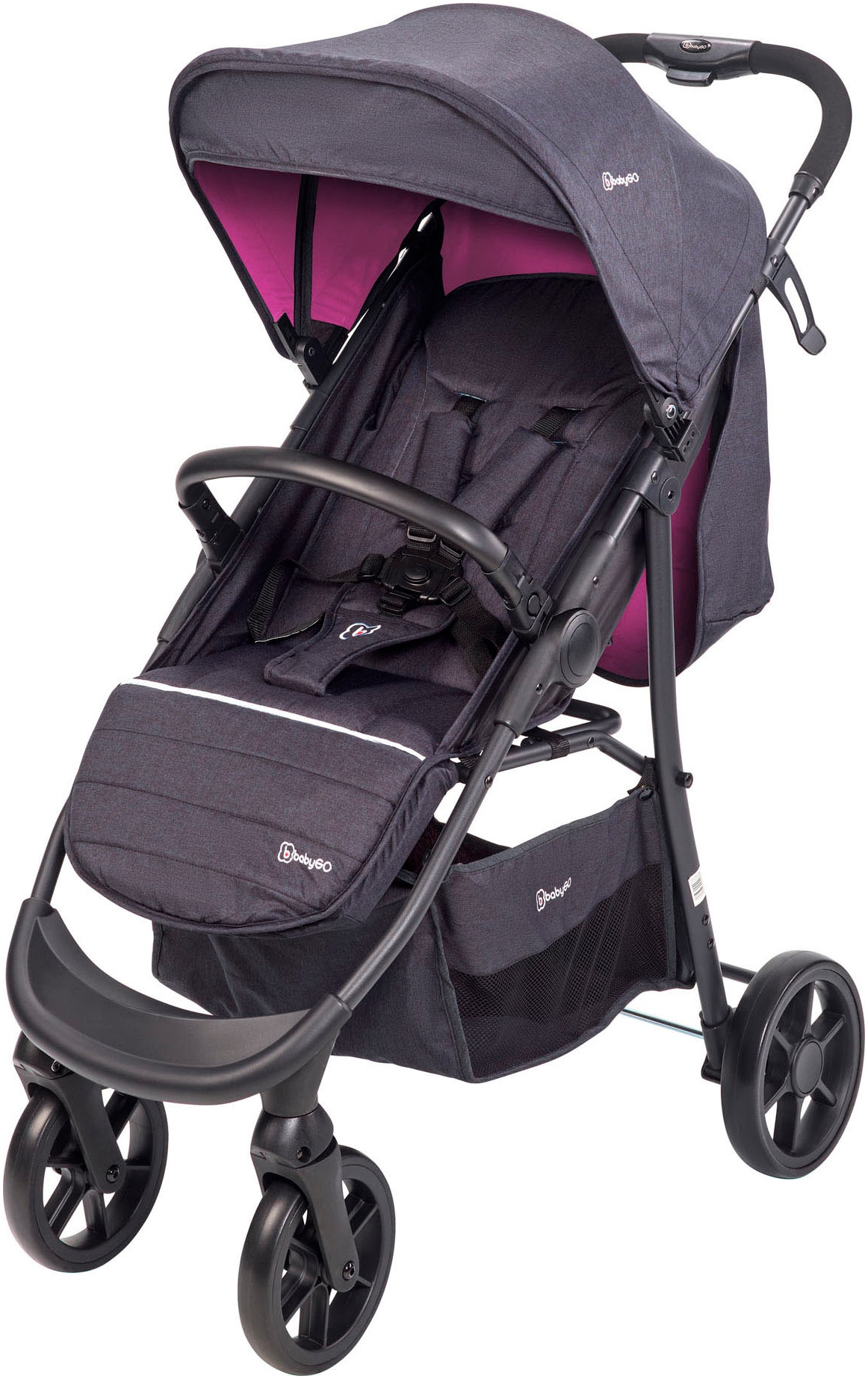 BabyGo Kombi-Kinderwagen »Style - 3in1, rosegold/black«, inkl. Babyschale mit Adaptern u. Wickeltasche