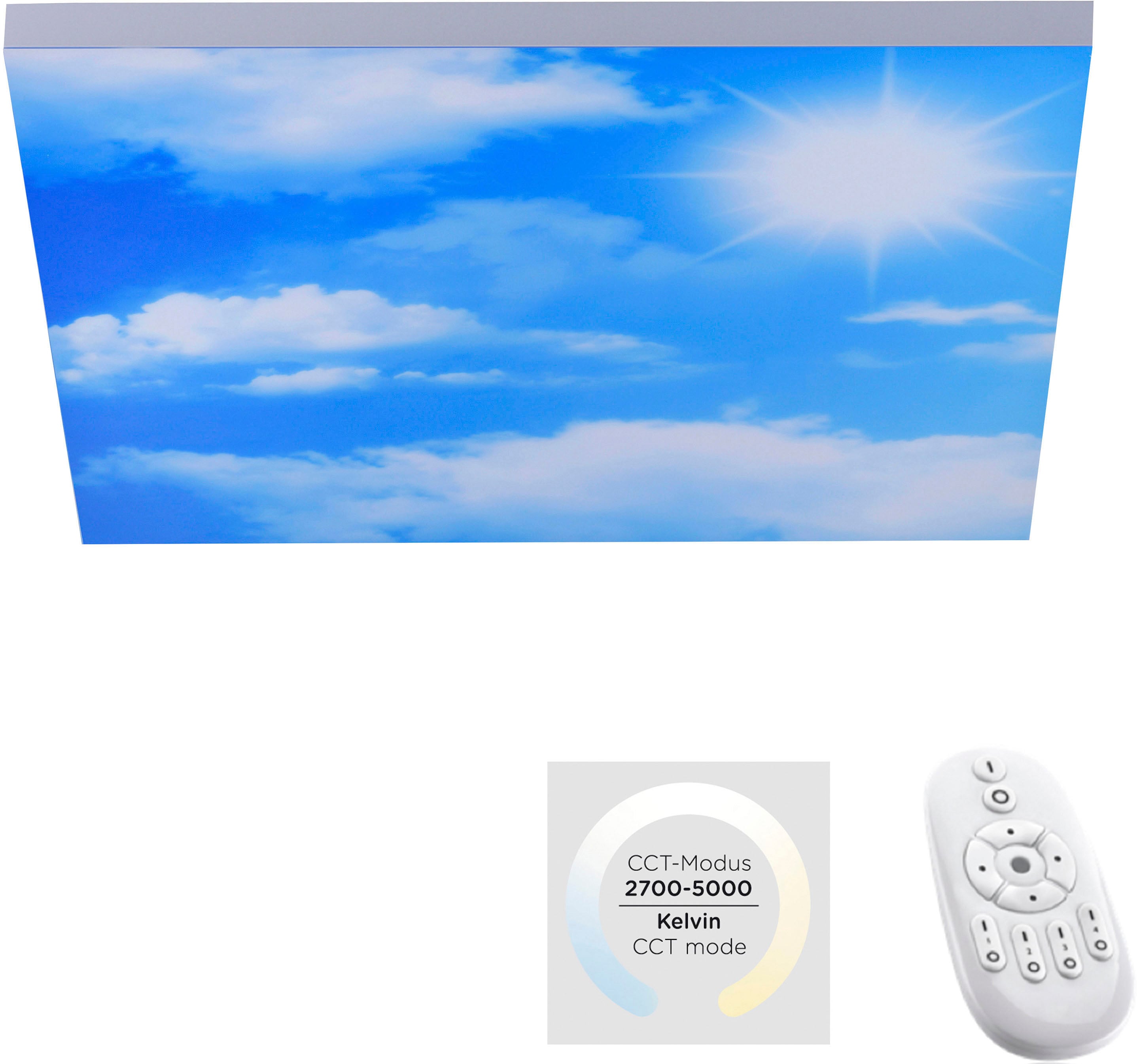 Leuchten Direkt LED Deckenleuchte CLOUD, LED-Board, 1 St., warmweiß - kaltweiß, dimmbar über Funkfernbedienung; CCT - Farbtemperaturwechsel; Memoryfunktion; Wolkenmotiv