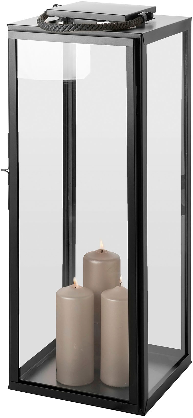Fink Kerzenlaterne "SEVILLA" Kerzenhalter, schwarz pulverbeschichtet, mit g günstig online kaufen