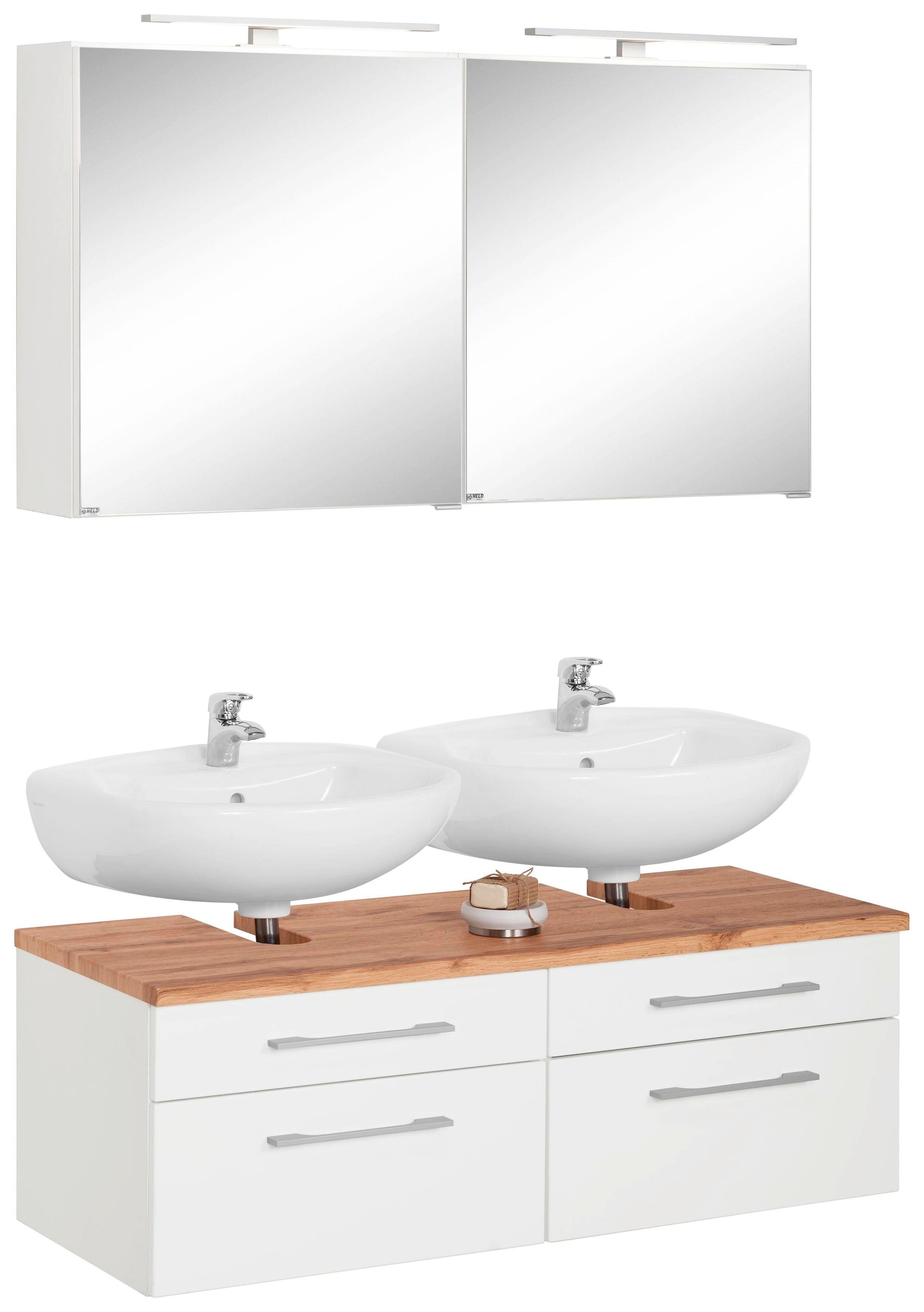 welltime Badmöbel-Set "Davos" 2 Stk. tlg. 2 Spiegelschrank und Waschbeckenu günstig online kaufen