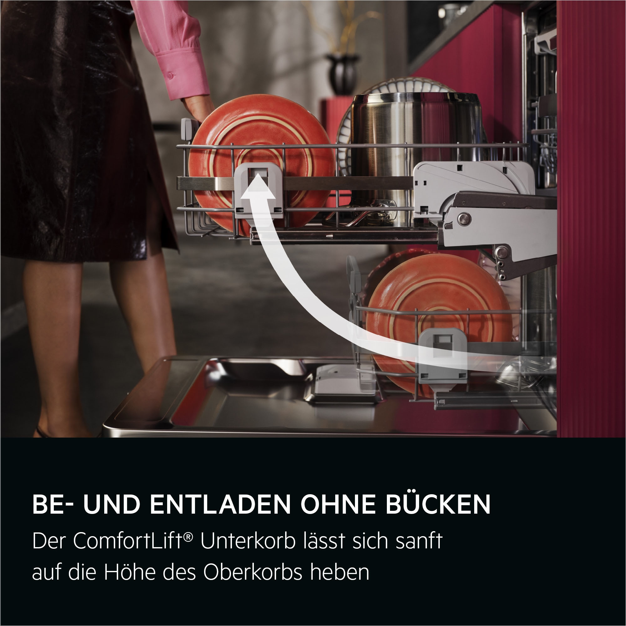 AEG vollintegrierbarer Geschirrspüler 9000 XXL »GI9700X4PC« Leise Spülmaschine 36dB ComfortLift: Be- & Entladen ohne Bücken