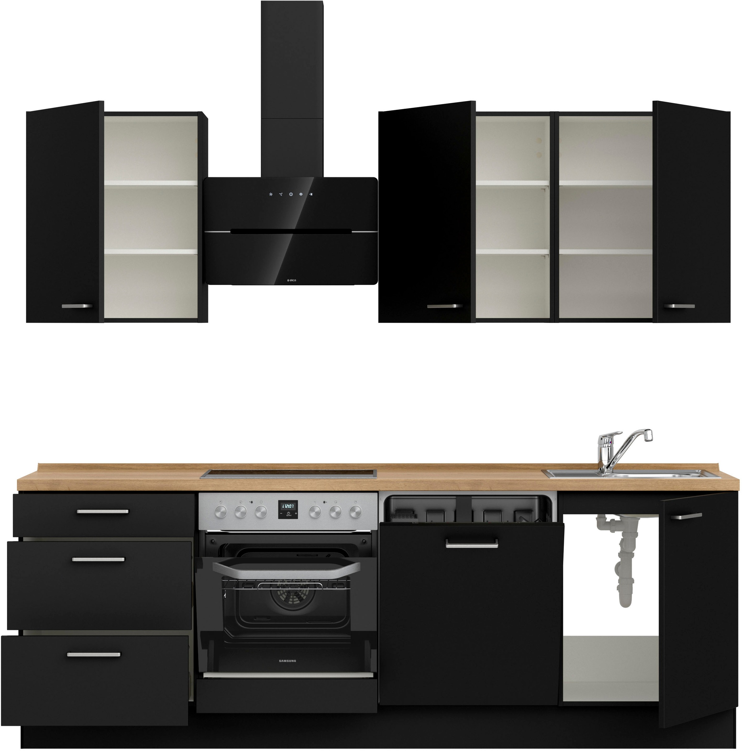 nobilia® Küchenzeile »"Touch II"« vormontiert, Ausrichtung wählbar, Breite 240 cm, wahlw. mit E-Geräten