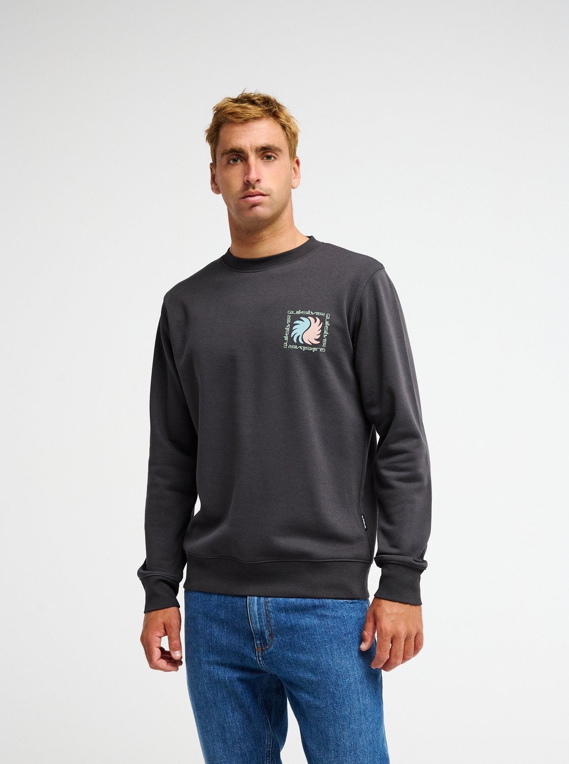 QUIKSILVER Herren Sweatshirt "VIBES CREW", grau, Gr. XL, Obermaterial: 60% Baumwolle, 40% Polyester, Sweatshirts, sportlich-lässiger Look, für Alltag