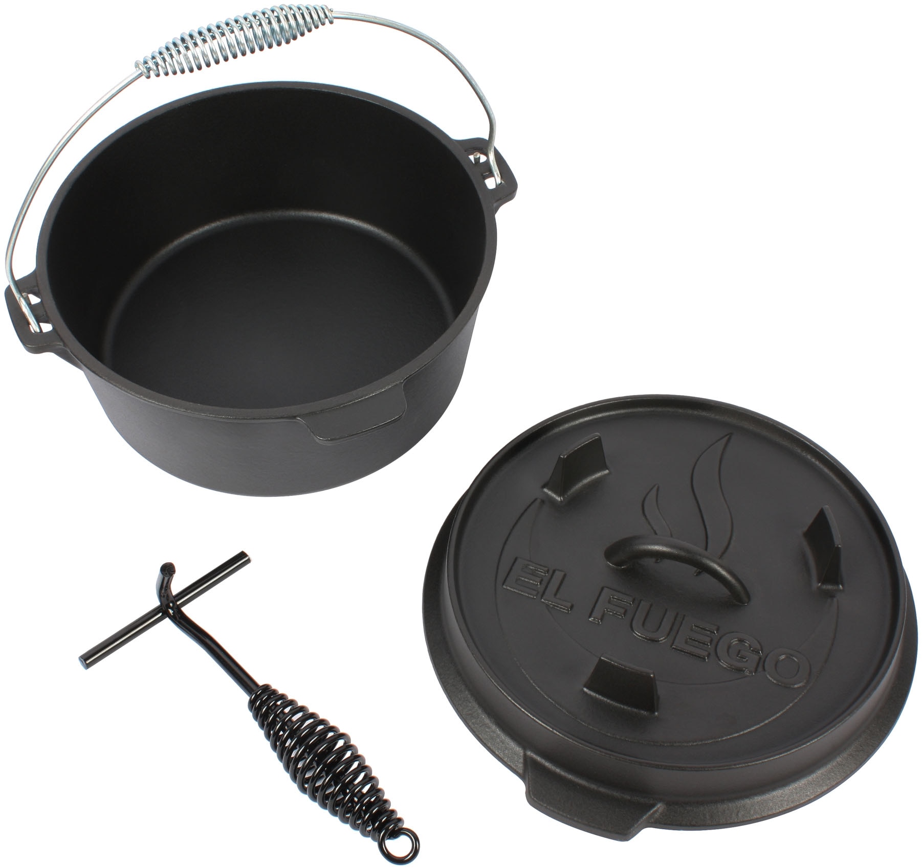 El Fuego Kasserolle "El Fuego Dutch Oven", Eisenguss, (Set, 4 tlg.), aus Gusseisen, mit spezieller Oberflächenveredelung