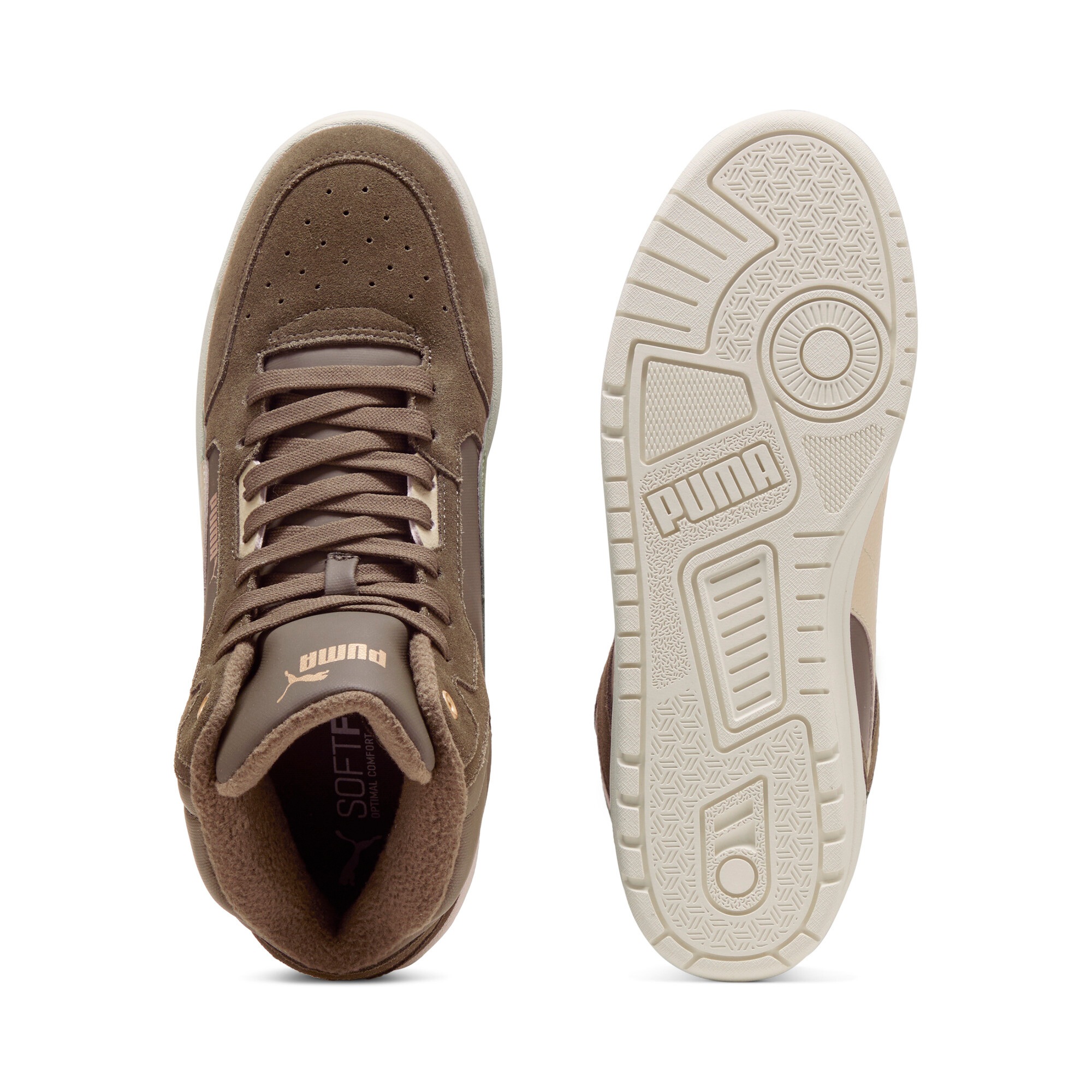 Sneaker PUMA "SHUFFLE DOWNTOWN MID WTR", Herren, Gr. 47, flat bronze, desert dust, puma gold, Leder, Schuhe Sneaker, knöchelhoher Schnitt, mit Schnürverschluss, Obermaterial aus Leder 3