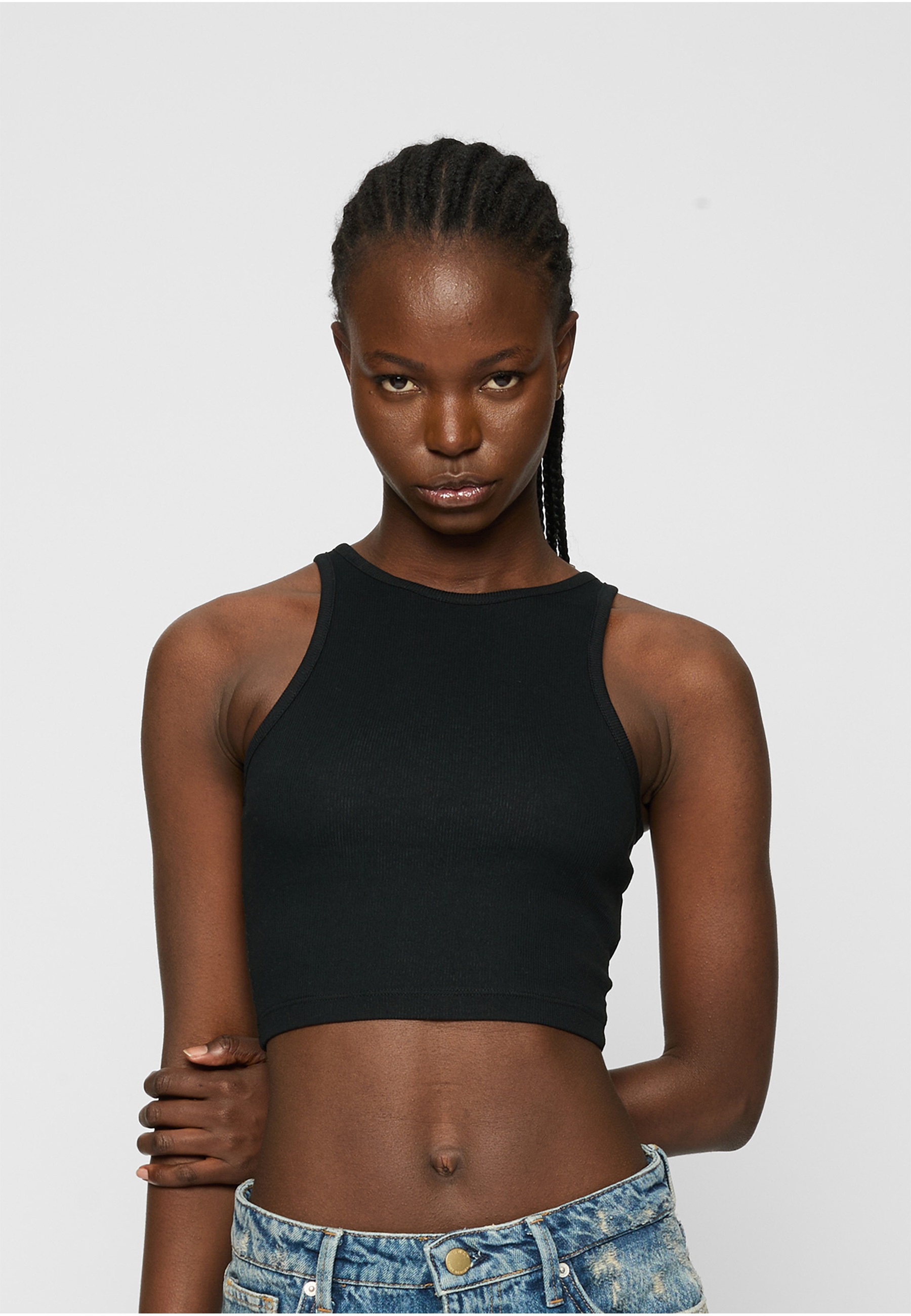 URBAN CLASSICS Tanktop »Urban Classics Ladies Organic Cropped Rib Top 2-Pack«