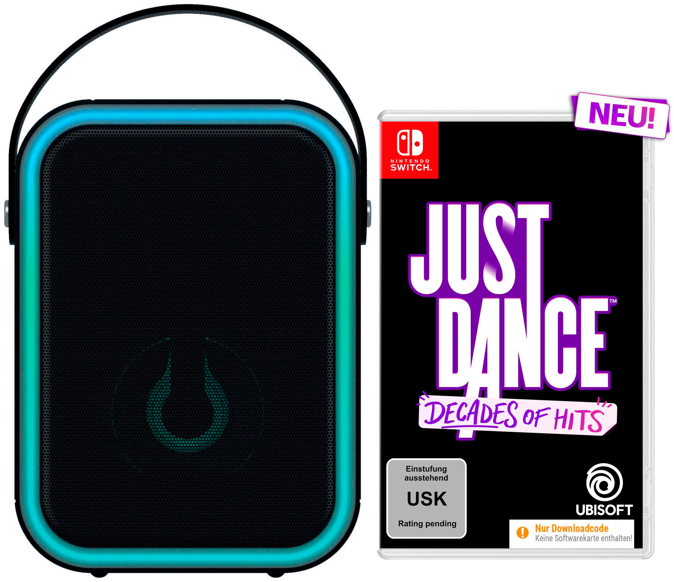 UBISOFT Spielesoftware "JUST DANCE: Decades of Hits (Download-Code) + Lautsprecher", Nintendo Switchweiß, neutral, Spielesoftware
