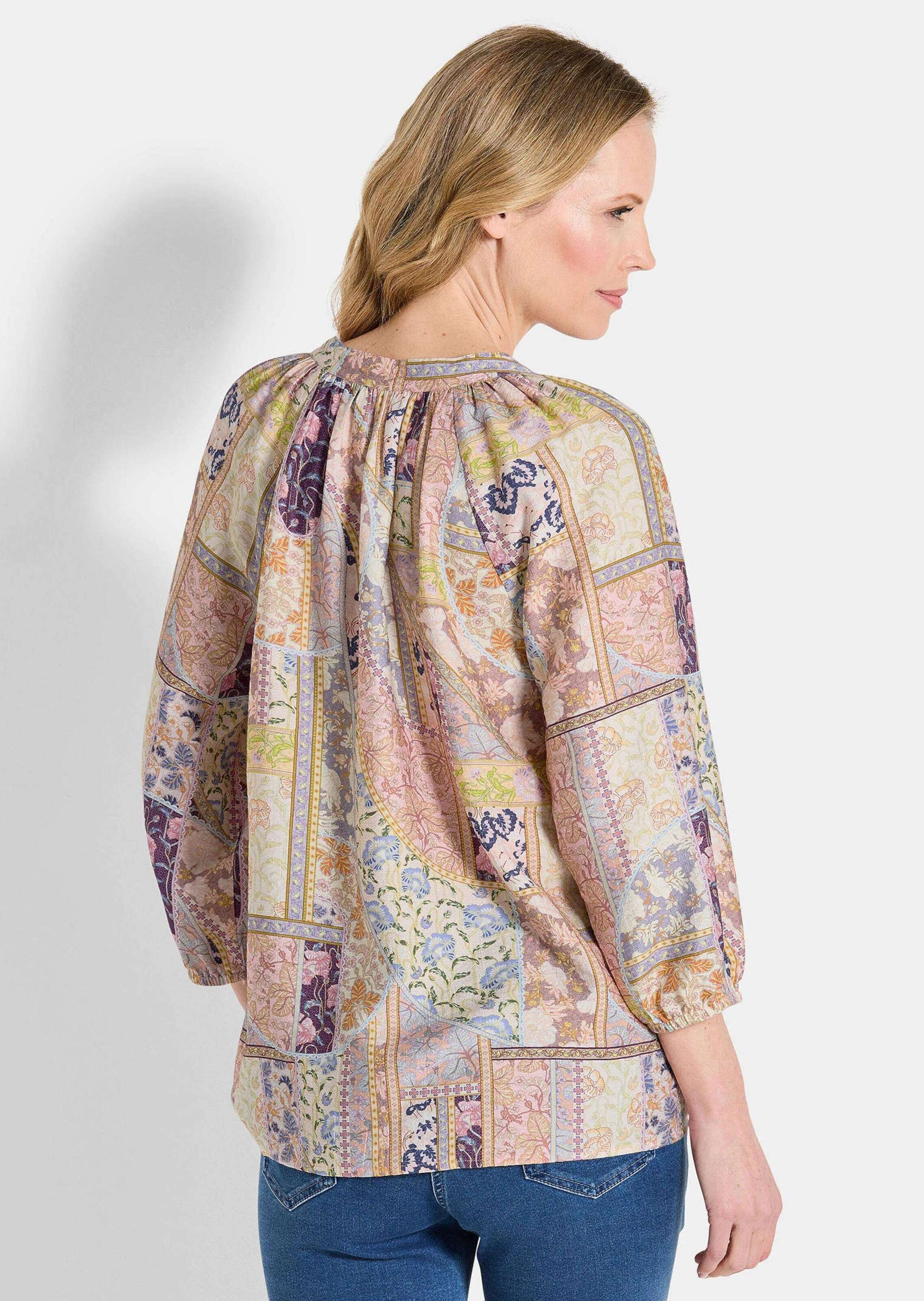 GOLDNER Schlupfbluse "Luftige Patch-Druck-Bluse mit 3/4-Arm" günstig online kaufen