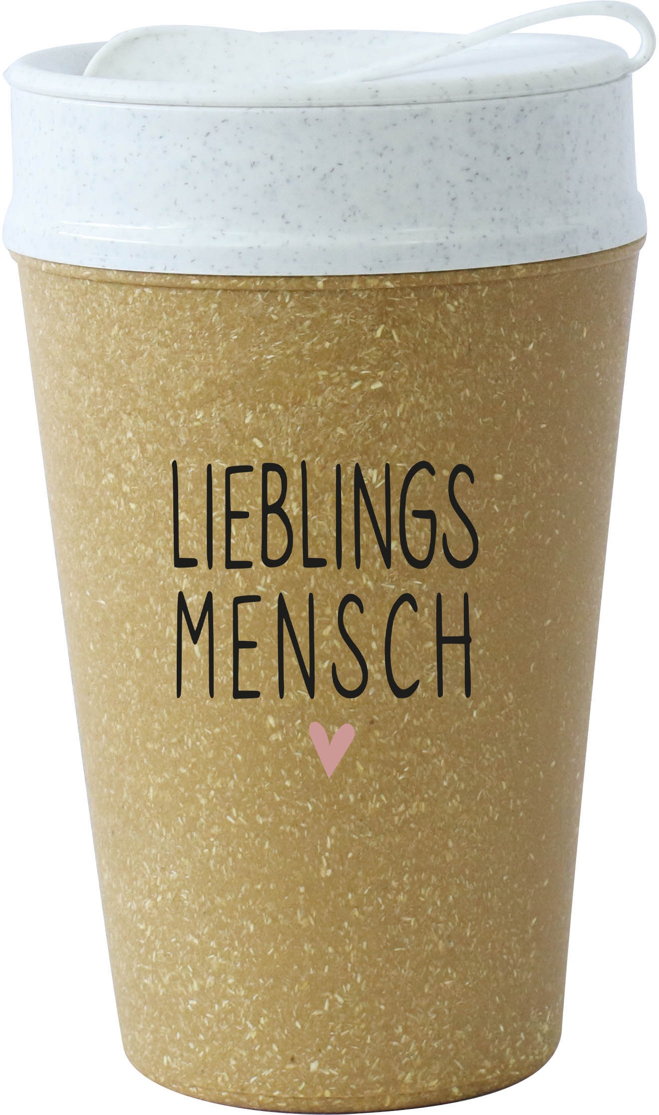 KOZIOL Coffee-to-go-Becher »ISO TO GO LIEBLINGSMENSCH«, (1 tlg.), 100% biobasiertes Material,doppelwandig,melaminfrei,recycelbar,400ml