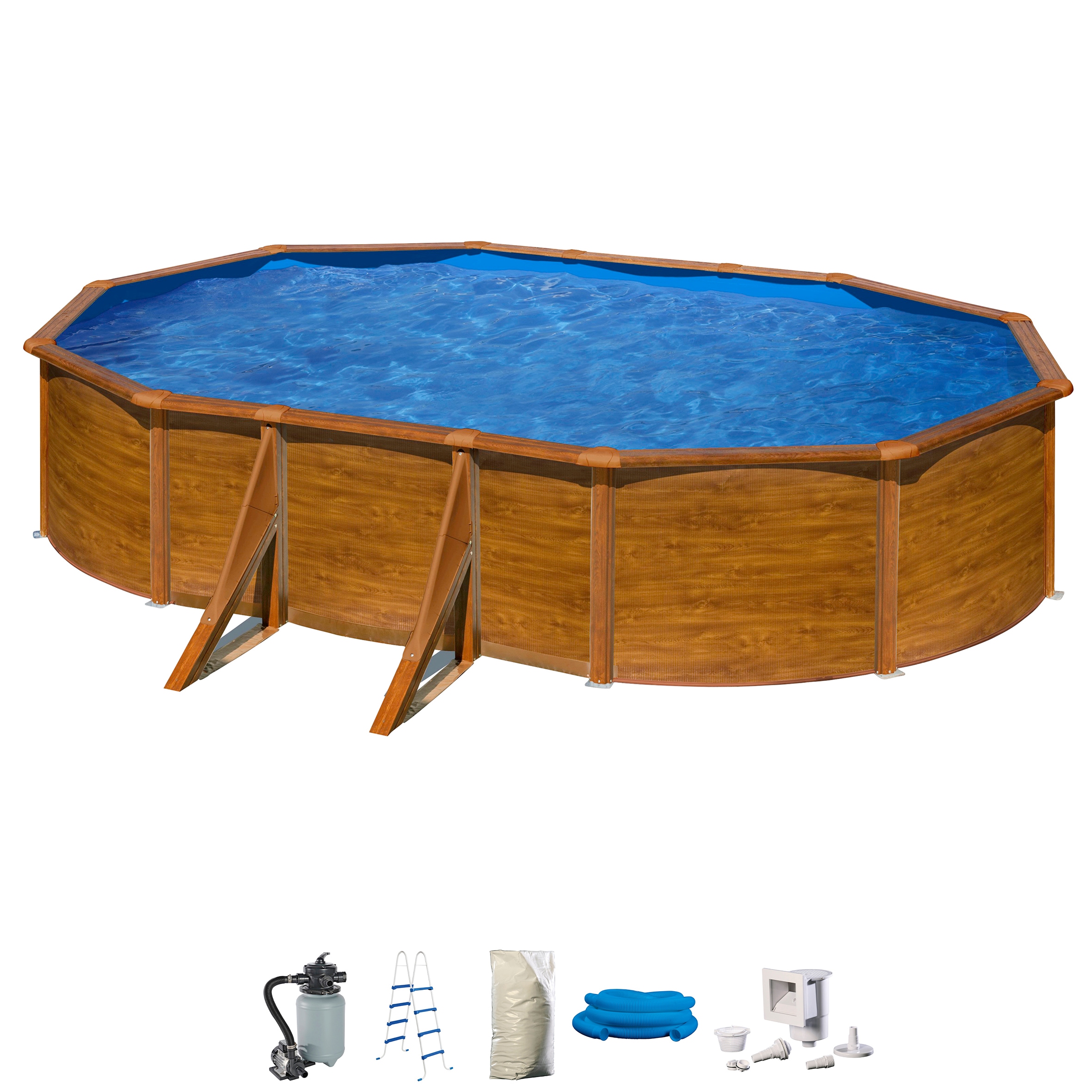 my POOL BWT Ovalpool, (Set, 5 tlg.), in moderner Holzoptik, Höhe 120 cm, verschiedene Größen