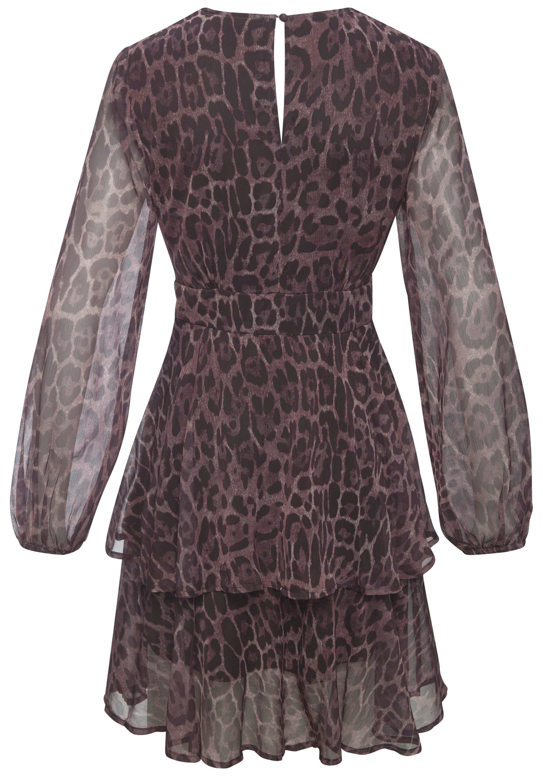 LASCANA Druckkleid Ohne Taschen mit fixiertem Bindeband, elegantes Sommerkleid mit Leomuster