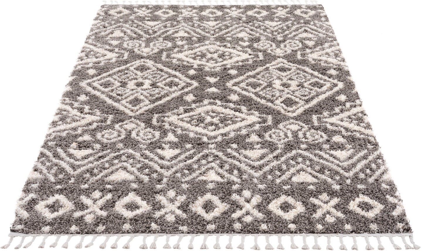 Carpet City Hochflor-Teppich »Pulpy 541«, rechteckig, 30 mm Höhe, besonders weich, mit Fransen, Ethno Look