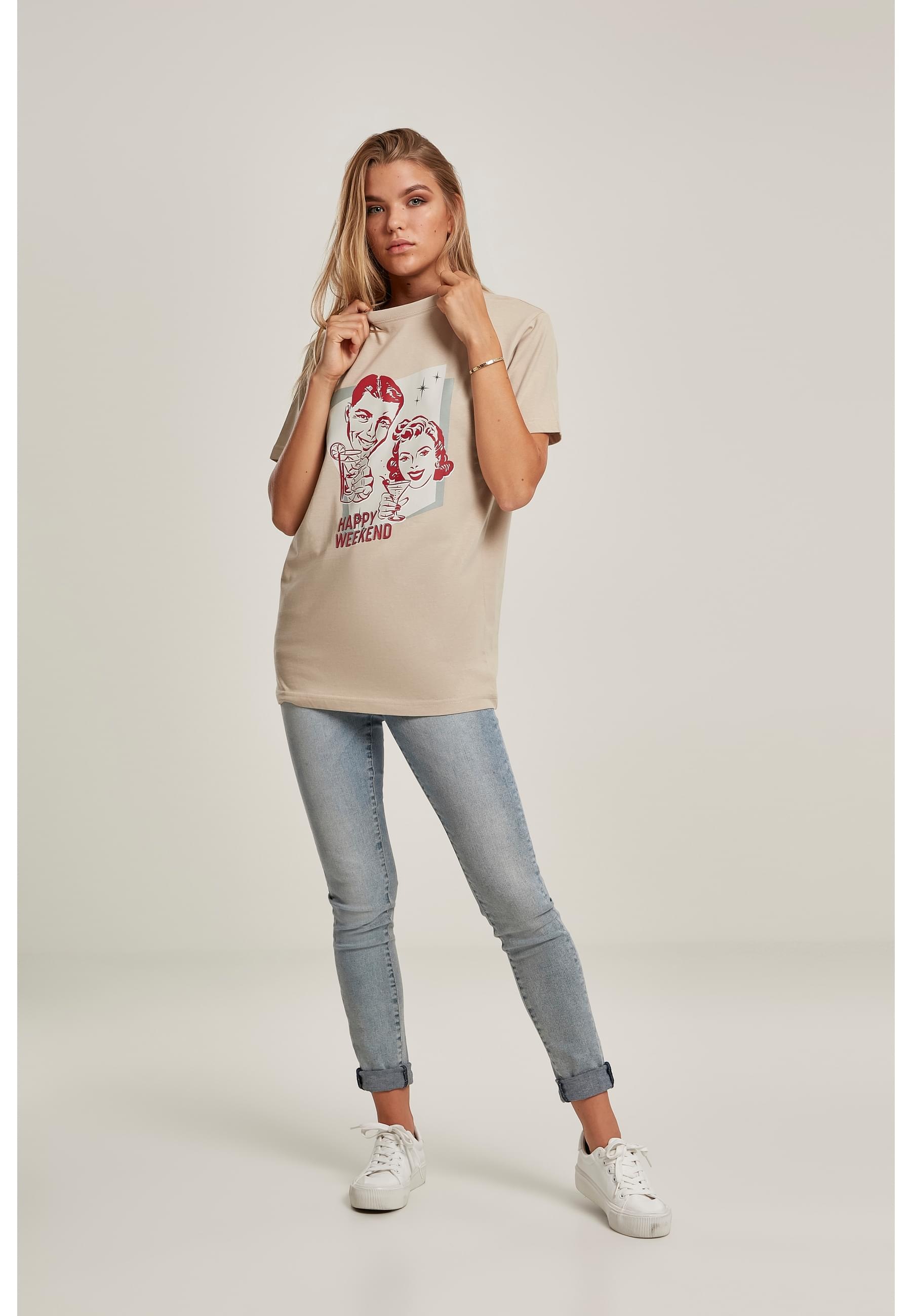 MisterTee Kurzarmshirt »MisterTee Damen Ladies Happy Weekend Tee«, (1 tlg.)