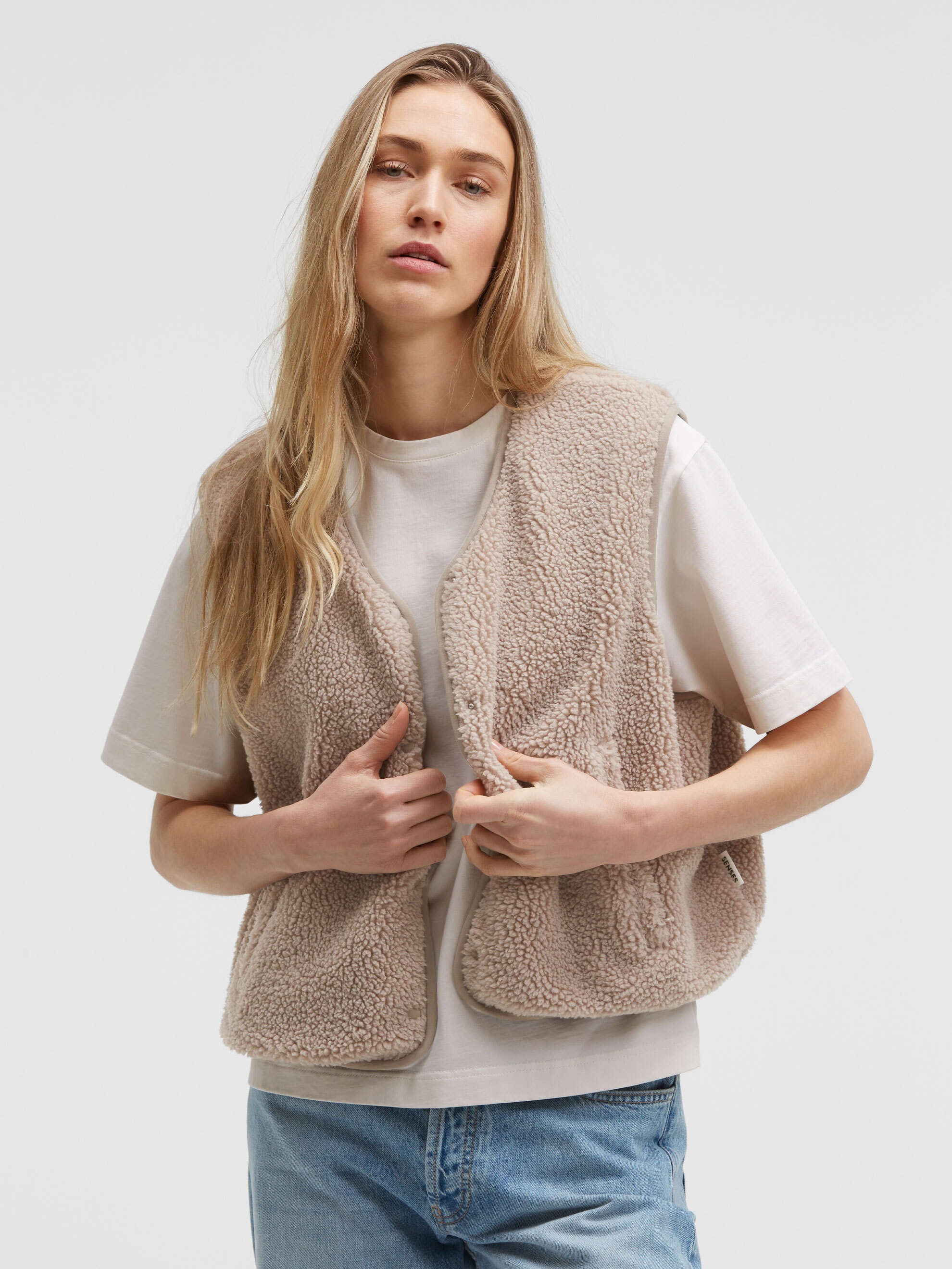 SENSES.THE LABEL Fleeceweste mit Druckknopfleiste