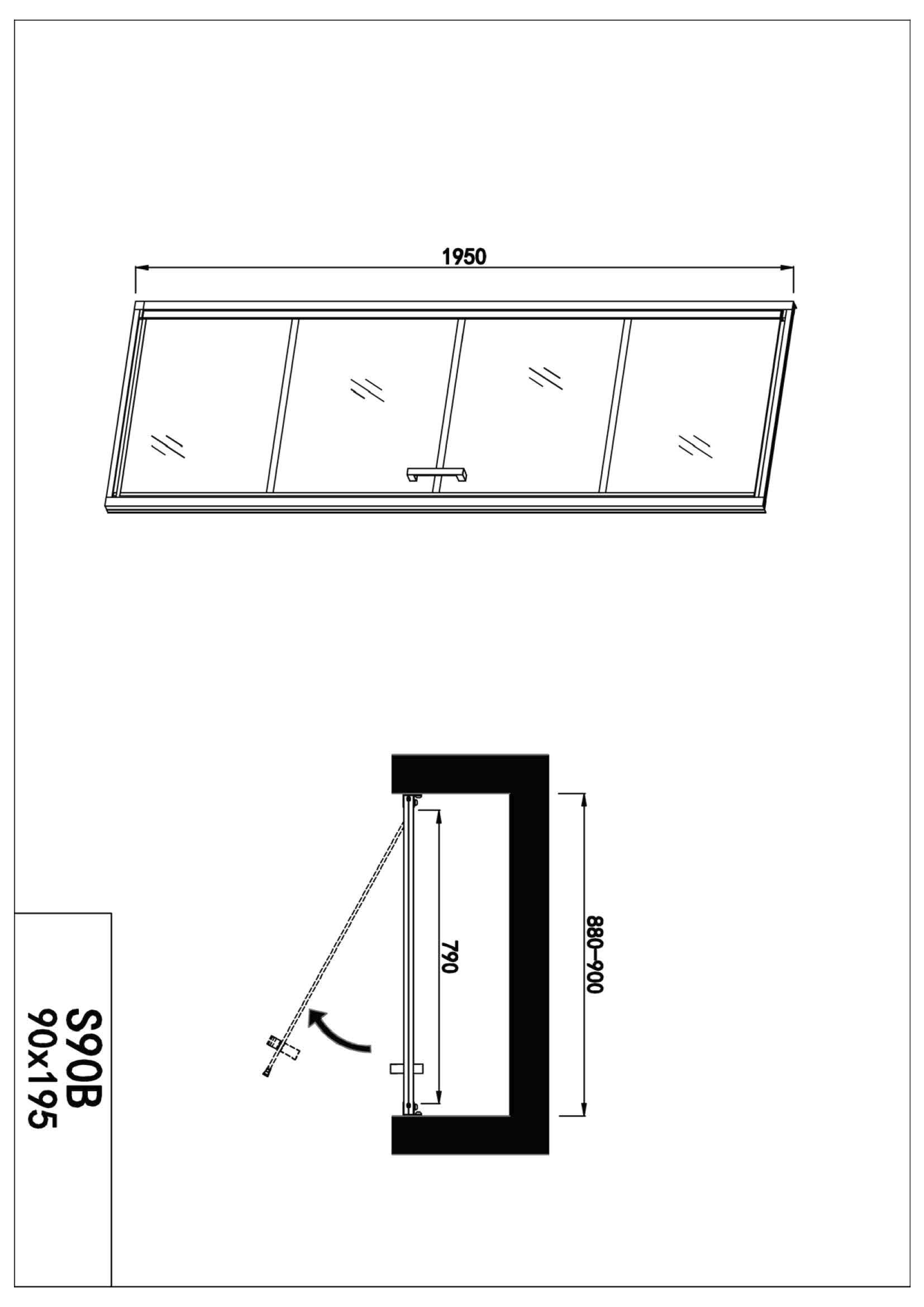 Sanotechnik Dusch-Pendeltür »Elite Black«, 88-90 cm Breite