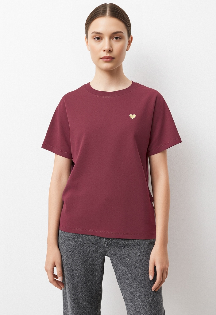 JDY Kurzarmshirt "JDYPISA S/S PRINT TOP JRS NOOS" mit Herz Stickerei günstig online kaufen