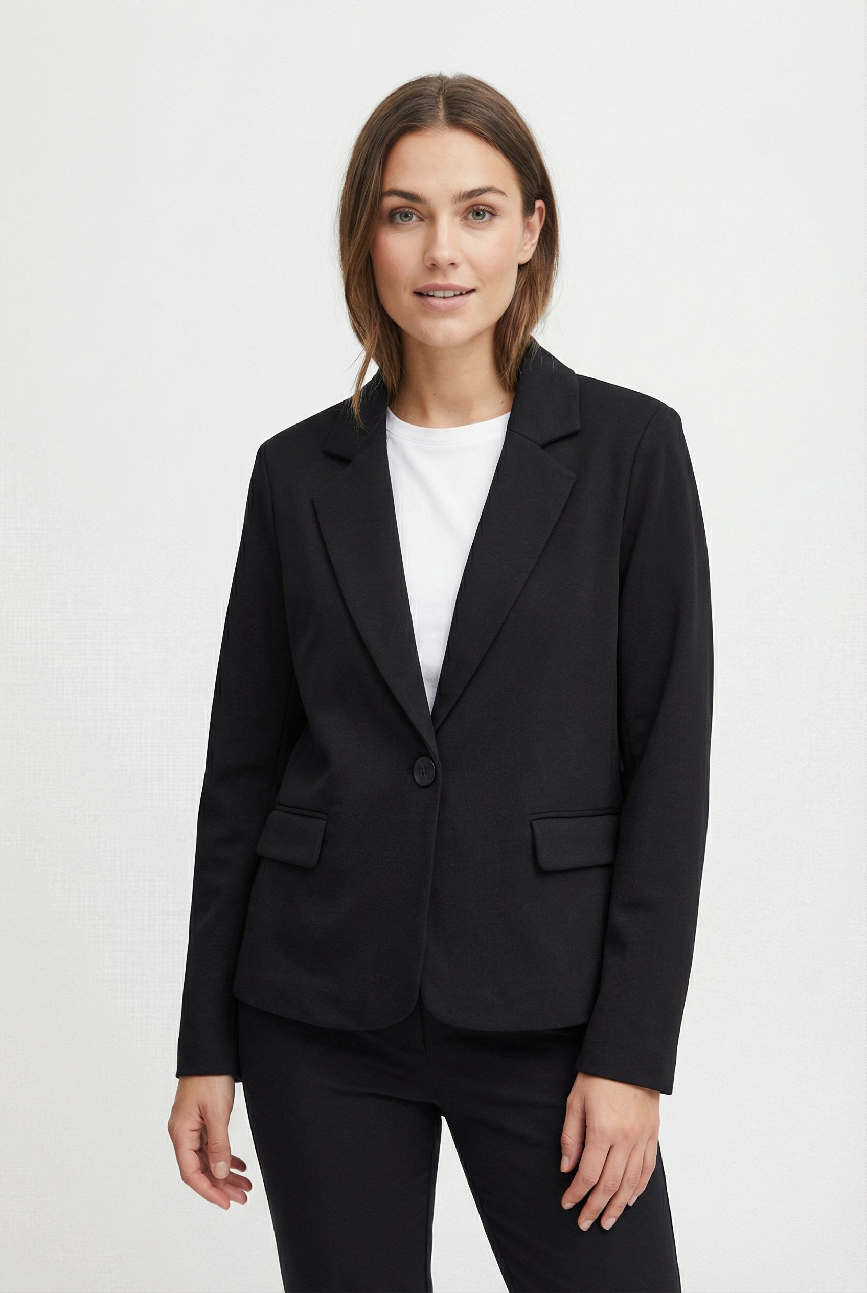 FREEQUENT Damen Jackenblazer "FQNANNI-JACKET"schwarz, Gr. L, unifarben, Web, Obermaterial: 73% Polyester, 24% Viskose, 3% Elasthan, Blazer, mit