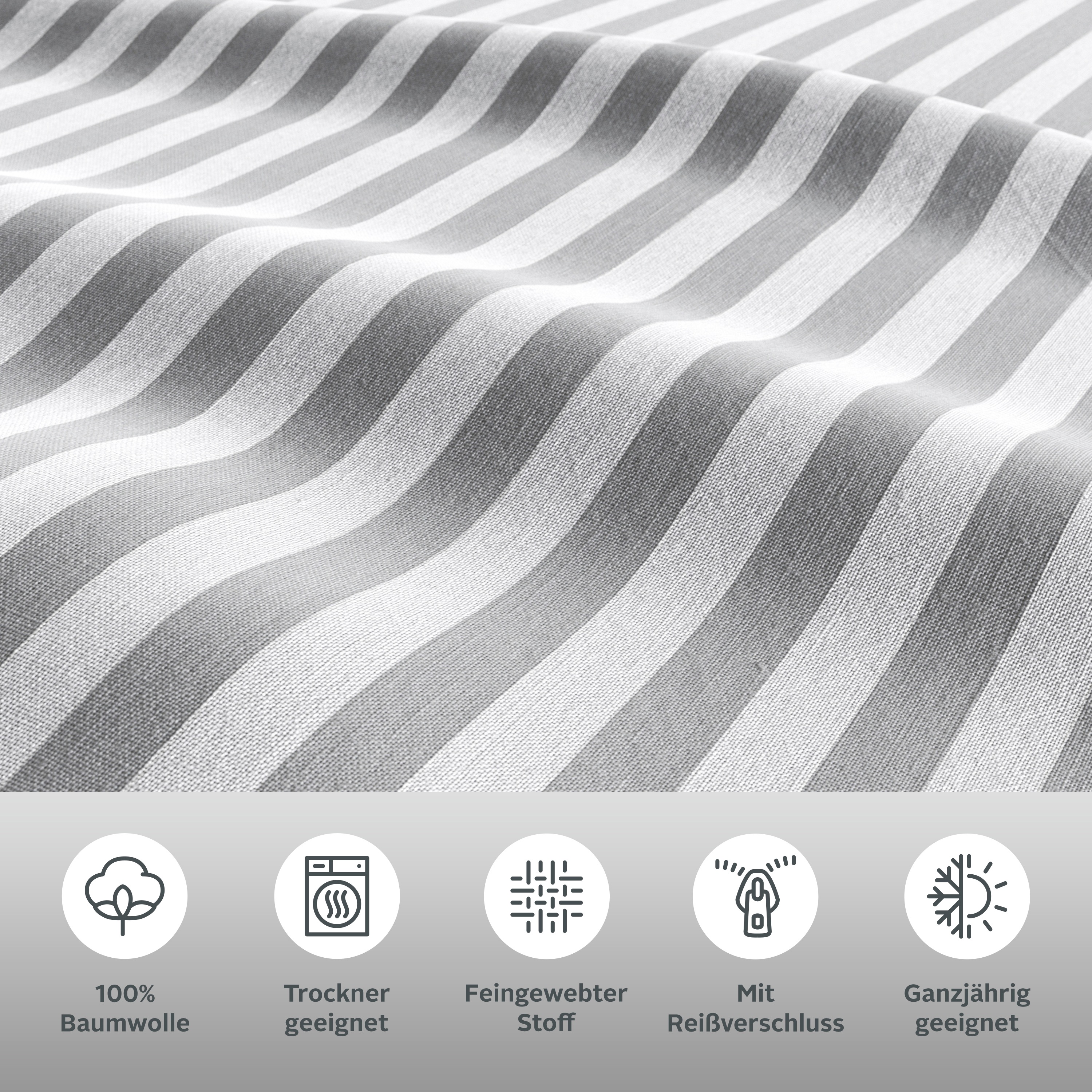 Thumbnail - LeGer Home by Lena Gercke Bettwäsche "Linnea" 3 tlg. aus 100% Baumwolle, Streifendesign