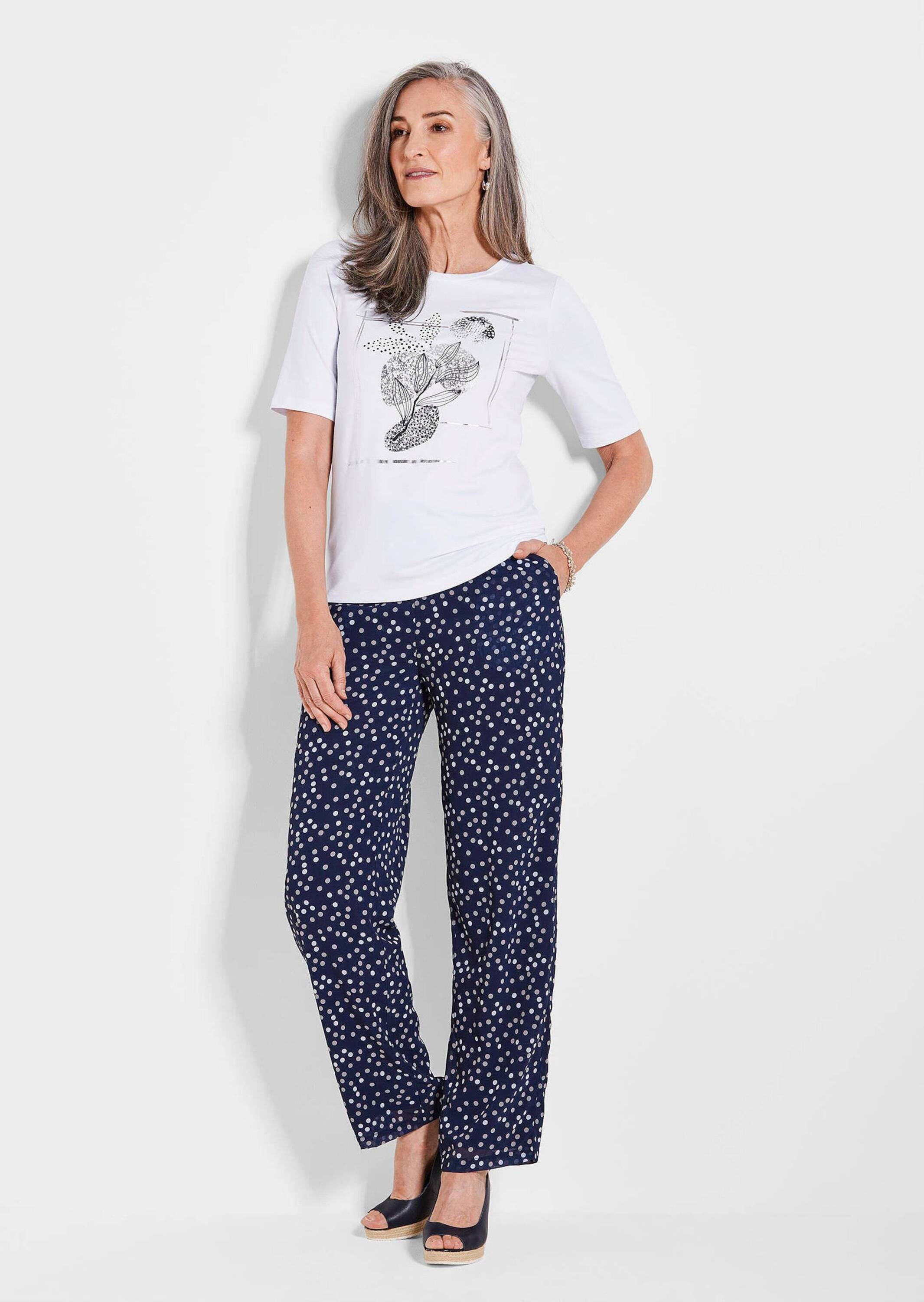 GOLDNER Kurzarmshirt "Jersey-Oberteil mit grafischem Glanzdruck" günstig online kaufen