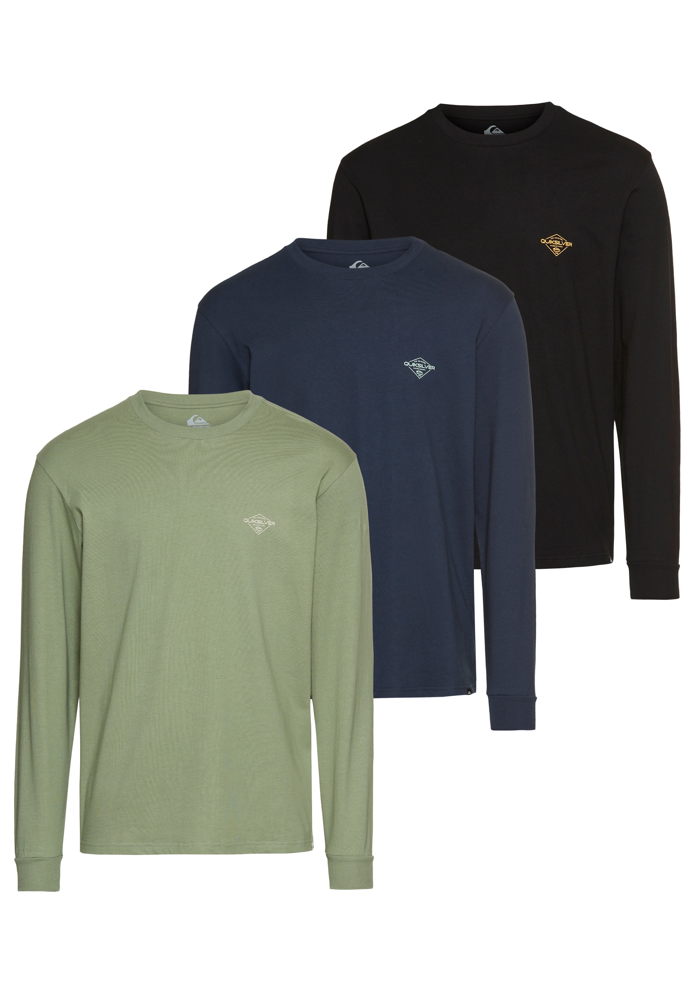 Quiksilver Langarmshirt "DIAMONDS BEST LS TEE PACK3 YM", 3 Stk. günstig online kaufen