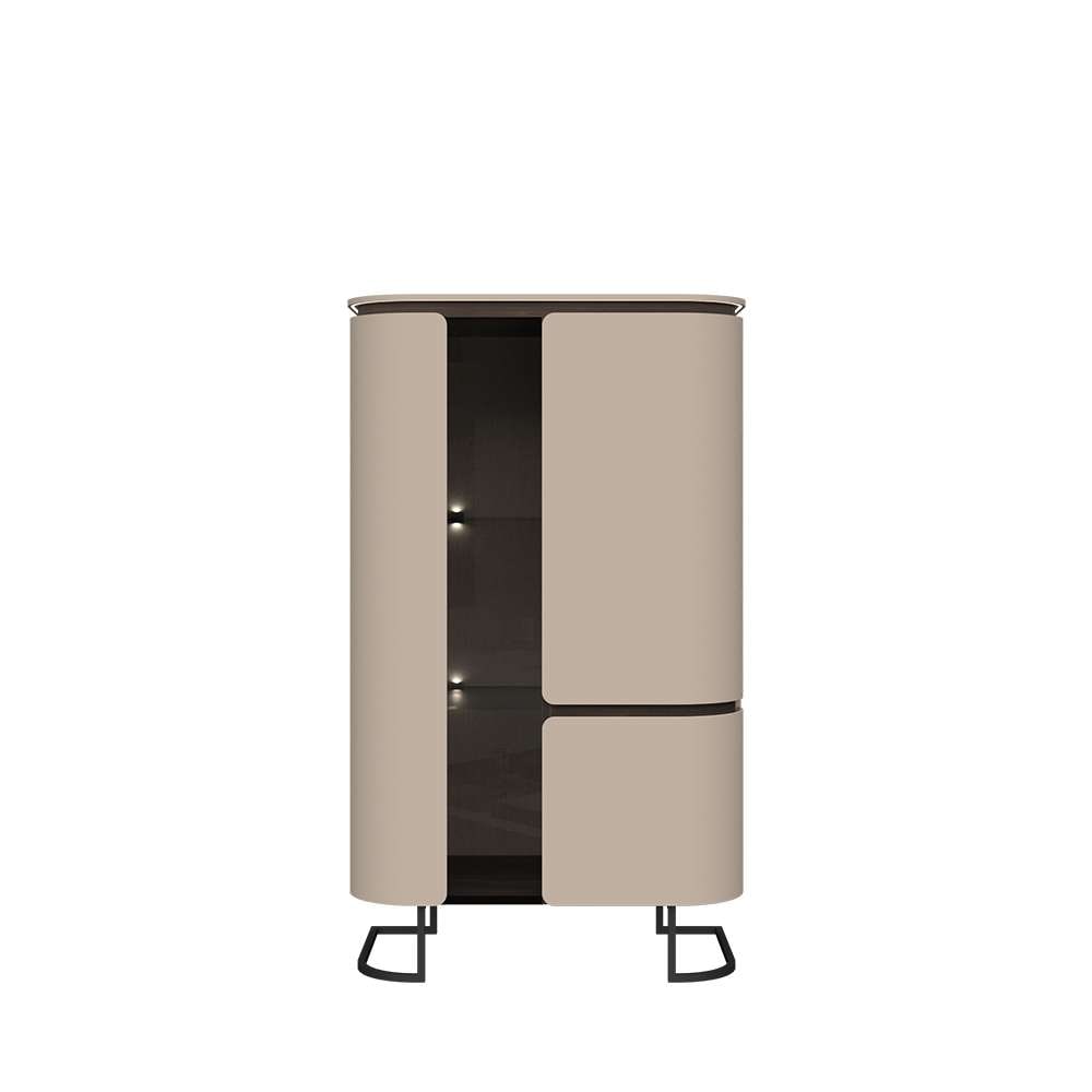 Home affaire Hochkommode "AURA Sideboard, Kommode, Vitrine, Schrank, mit LED-Beleuchtung" UV lackiert, Soft Close Funktion, Metallrahmen als Basis des Elements