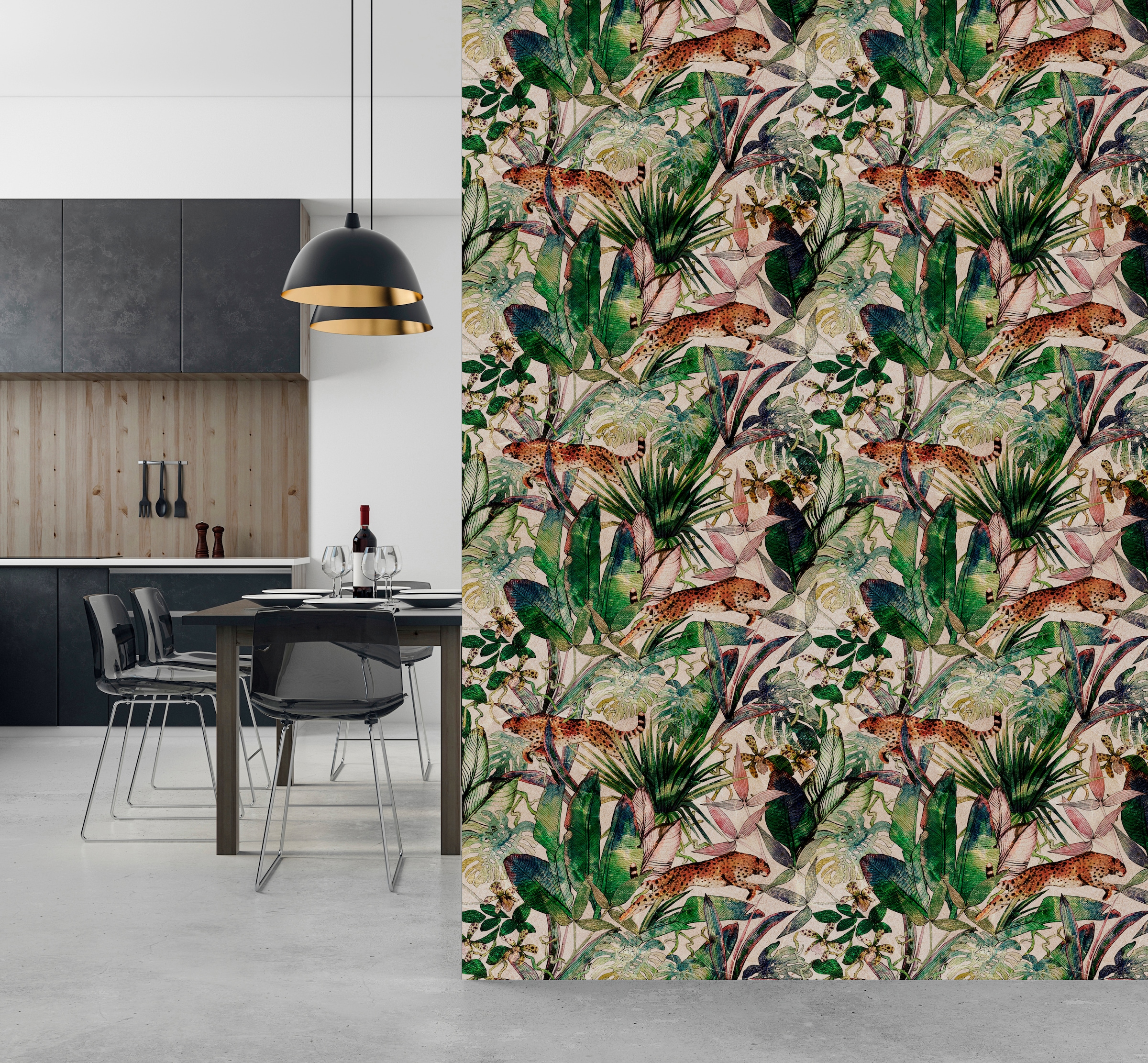 queence Vinyltapete »Lesley«, bedruckt-Motiv-botanisch-floral-gemustert-natürlich, 90x250cm, selbstklebend, kinderleichte Anbringung, Sticker