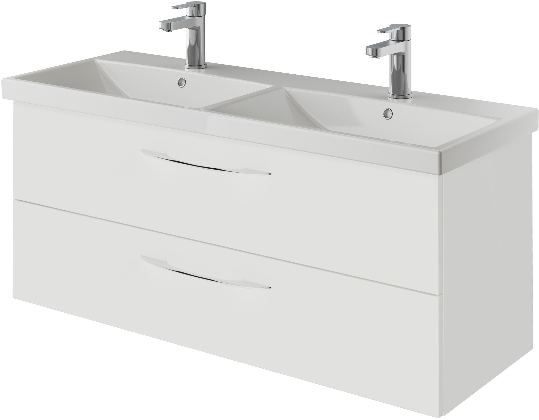 Saphir Badmöbel-Set »Serie 4035 2-teilig, Keramik-Doppelwaschtisch mit LED-Spiegelschrank«, (Set), Doppel-Waschplatz inkl Türdämpfer, 120 cm breit, 2 Schubladen, 3 Türen