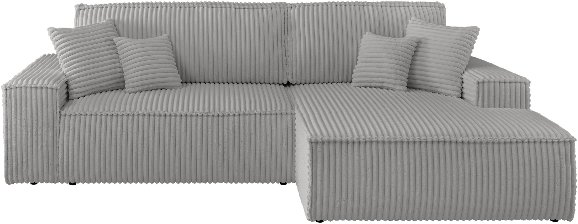 andas Ecksofa »Finnley Schlafsofa 267 cm in Bouclé, Struktur fein u. Cord, L-Form,«, Schlaffunktion m. Bettkasten (136/210 cm), Bouclé, Struktur und Cord