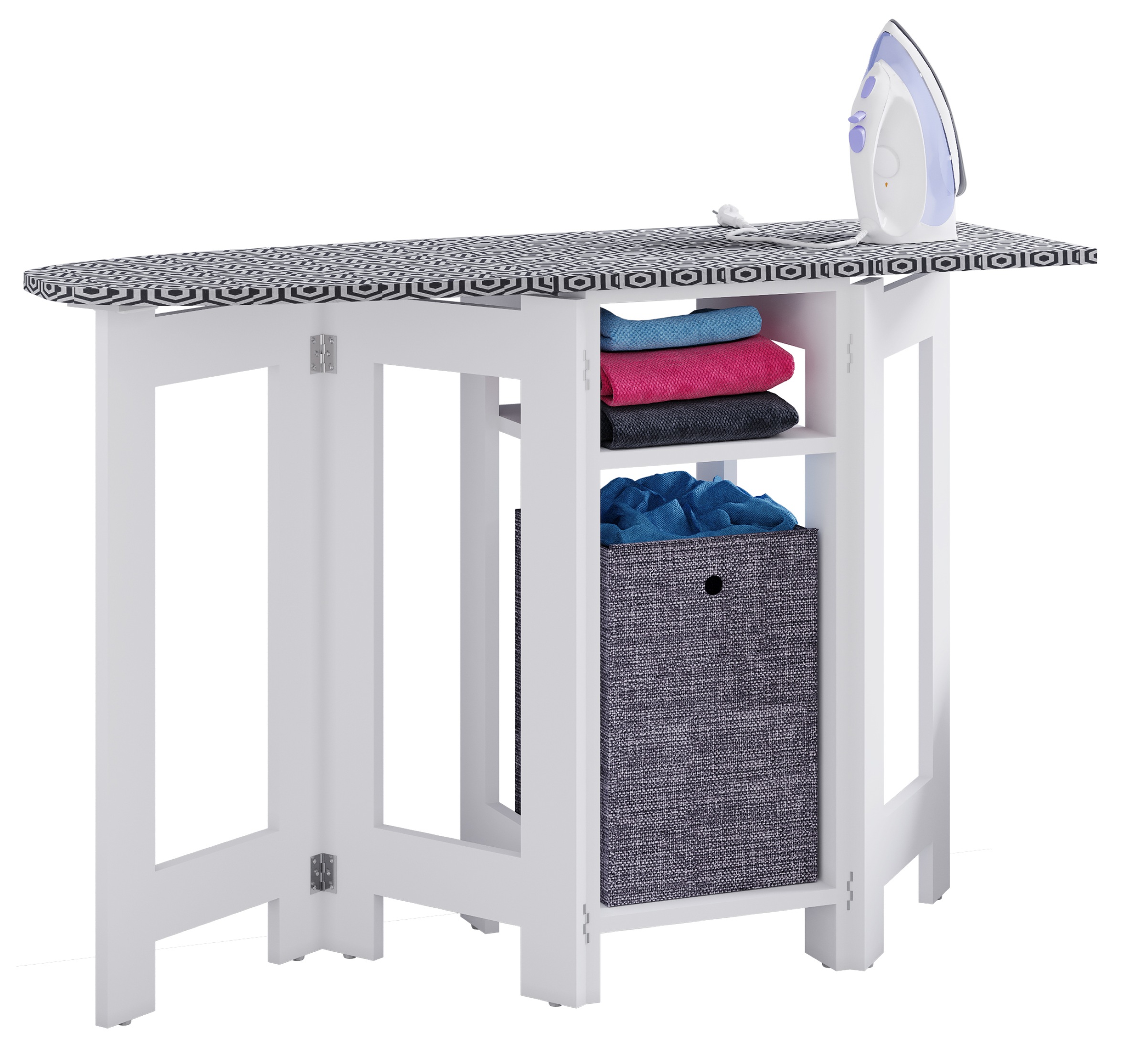 Kommode VCM, B:112cm T:37cmweiß, Sideboards, "Holz Kommode Sideboard Bügelbrett Bigalos"